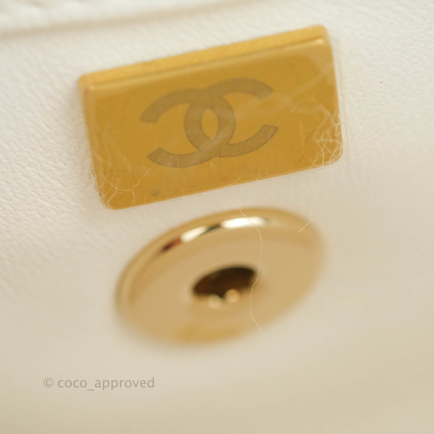 Chanel Mini (Small) Coco Handle Quilted White Caviar Gold Hardware