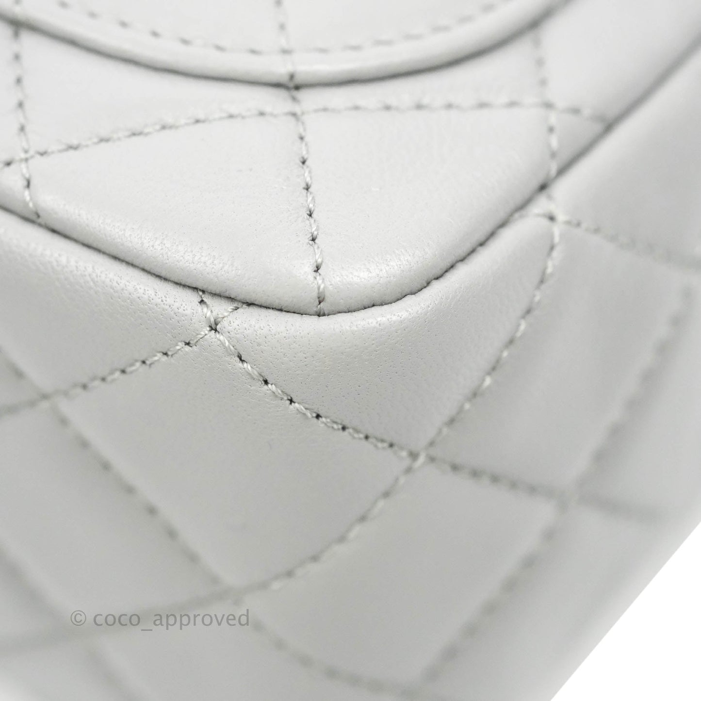 Chanel Pearl Crush Mini Square Quilted Grey Lambskin Aged Gold Hardware