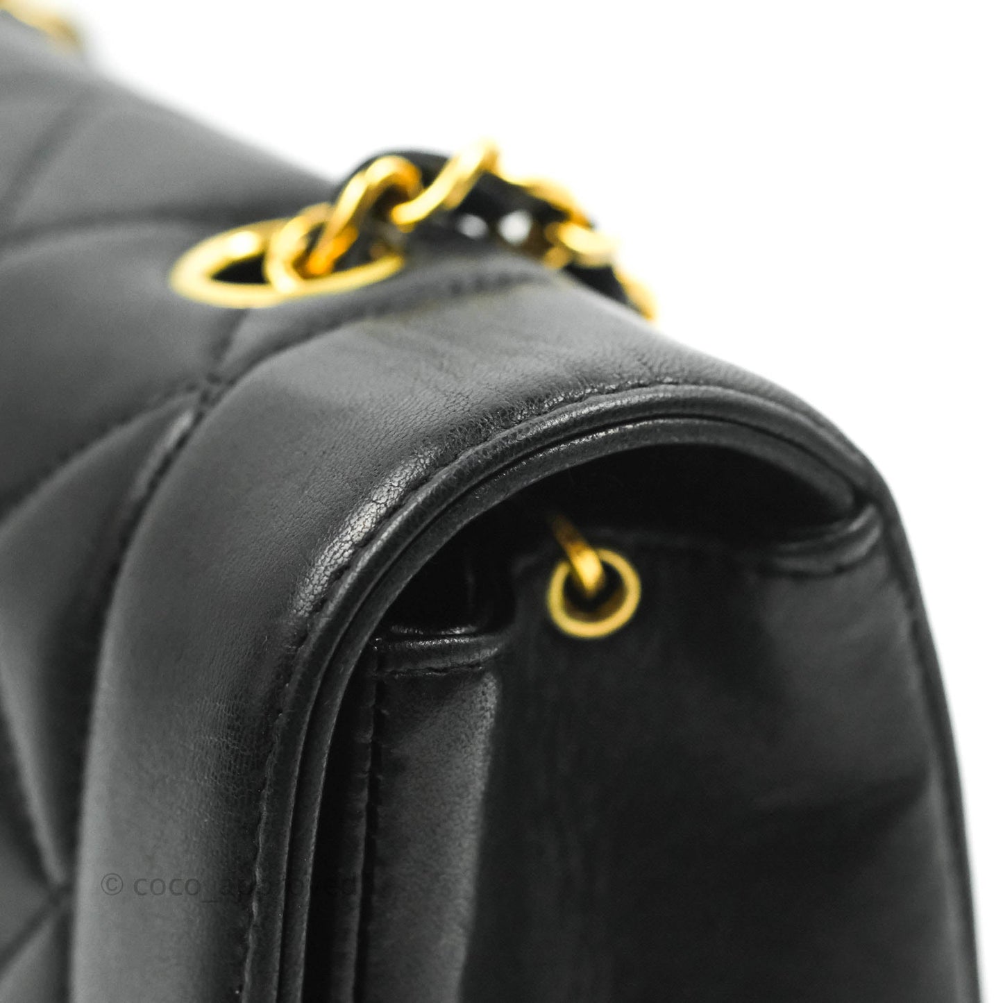 Chanel Vintage Small Quilted Classic Diana Flap Bag Black Lambskin 24K Gold Hardware
