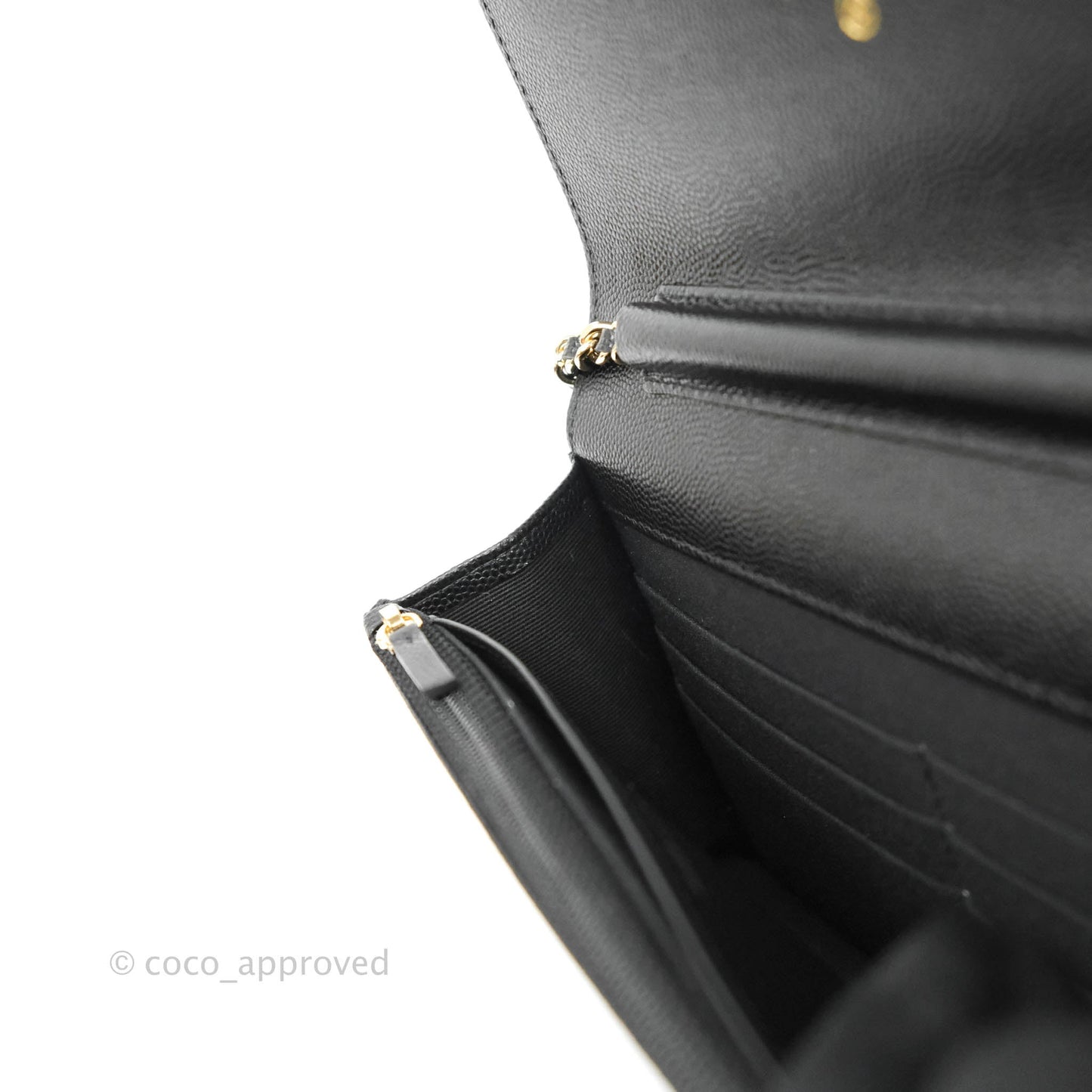 Chanel Quilted WOC Black Caviar Gold Hardware With Charms