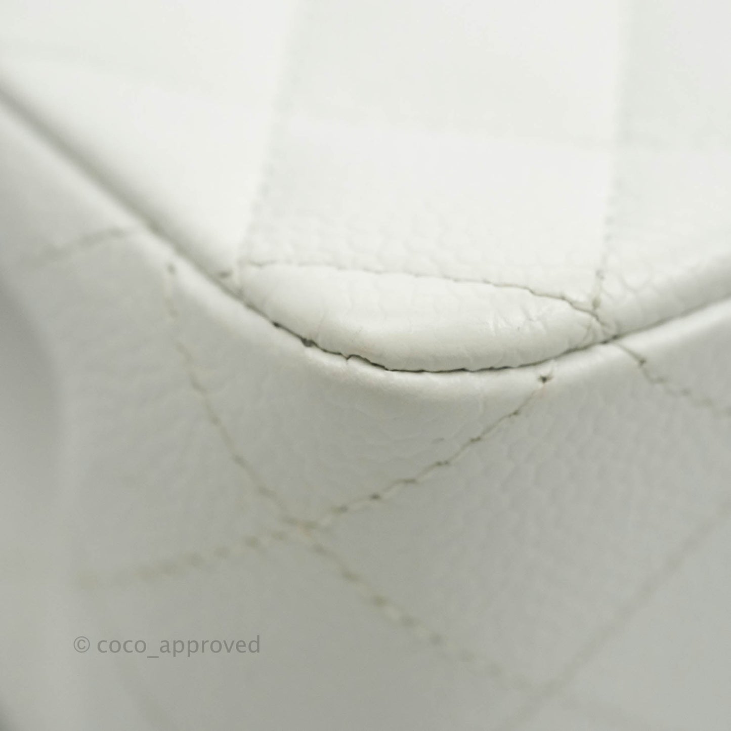 Chanel Quilted M/L Medium Double Flap White Caviar Gold Hardware