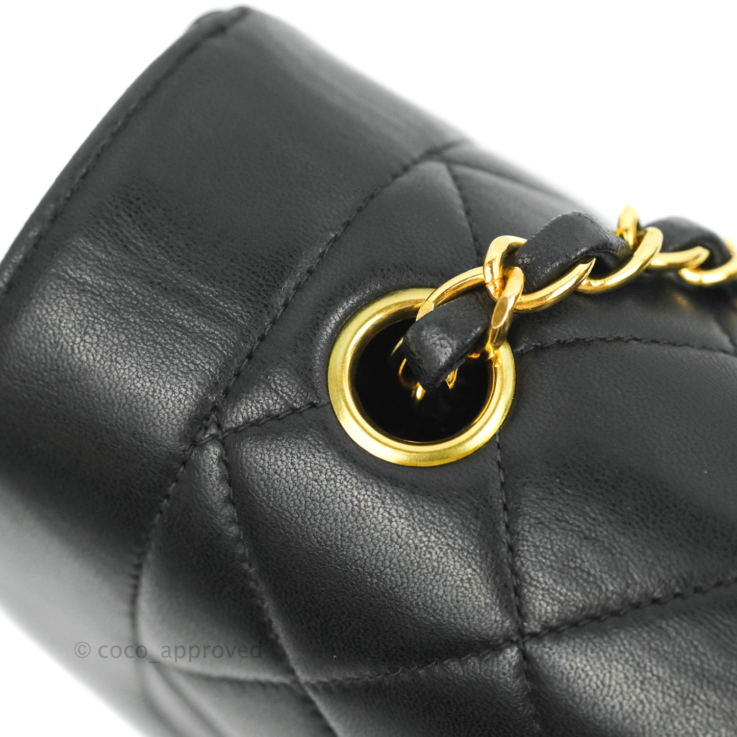 Chanel Vintage Small Quilted Classic Diana Flap Bag Black Lambskin 24K Gold Hardware