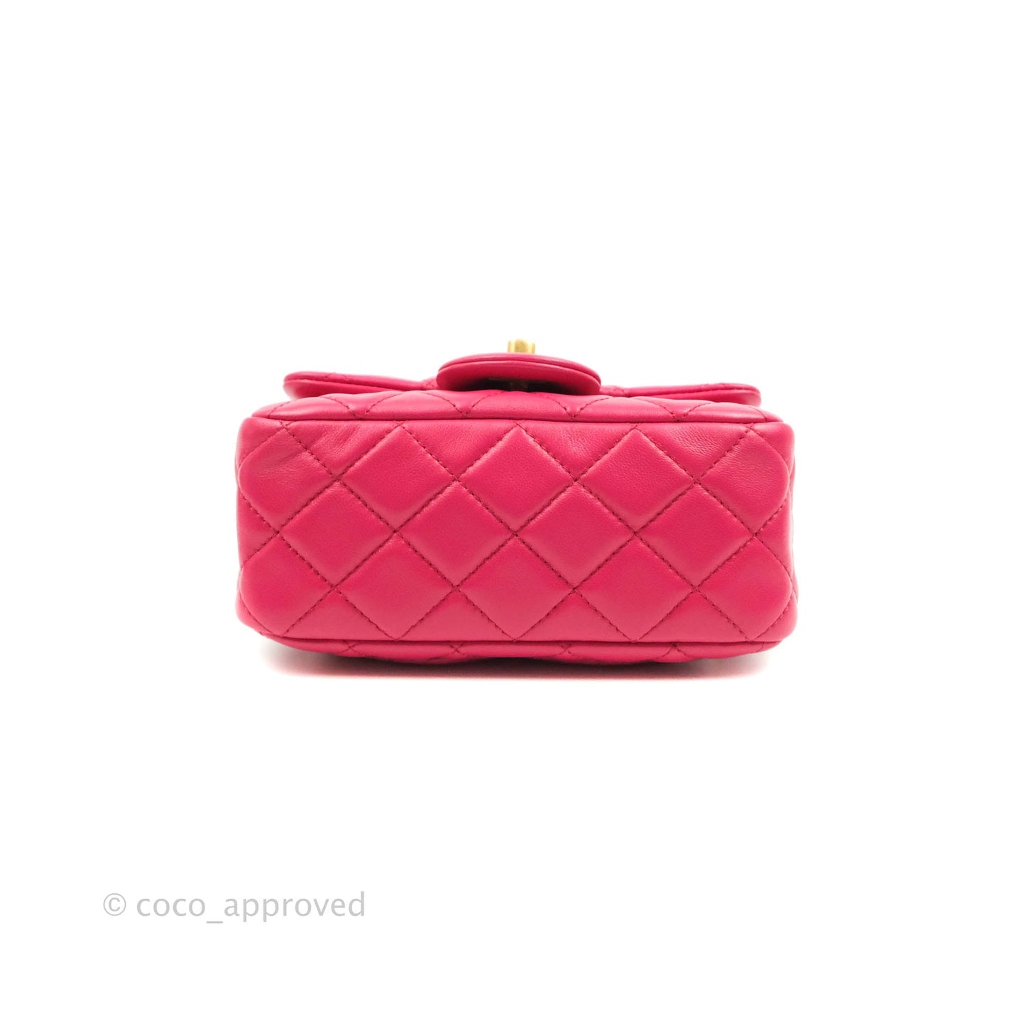 Chanel Pearl Crush Mini Square Quilted Pink Lambskin Aged Gold Hardware