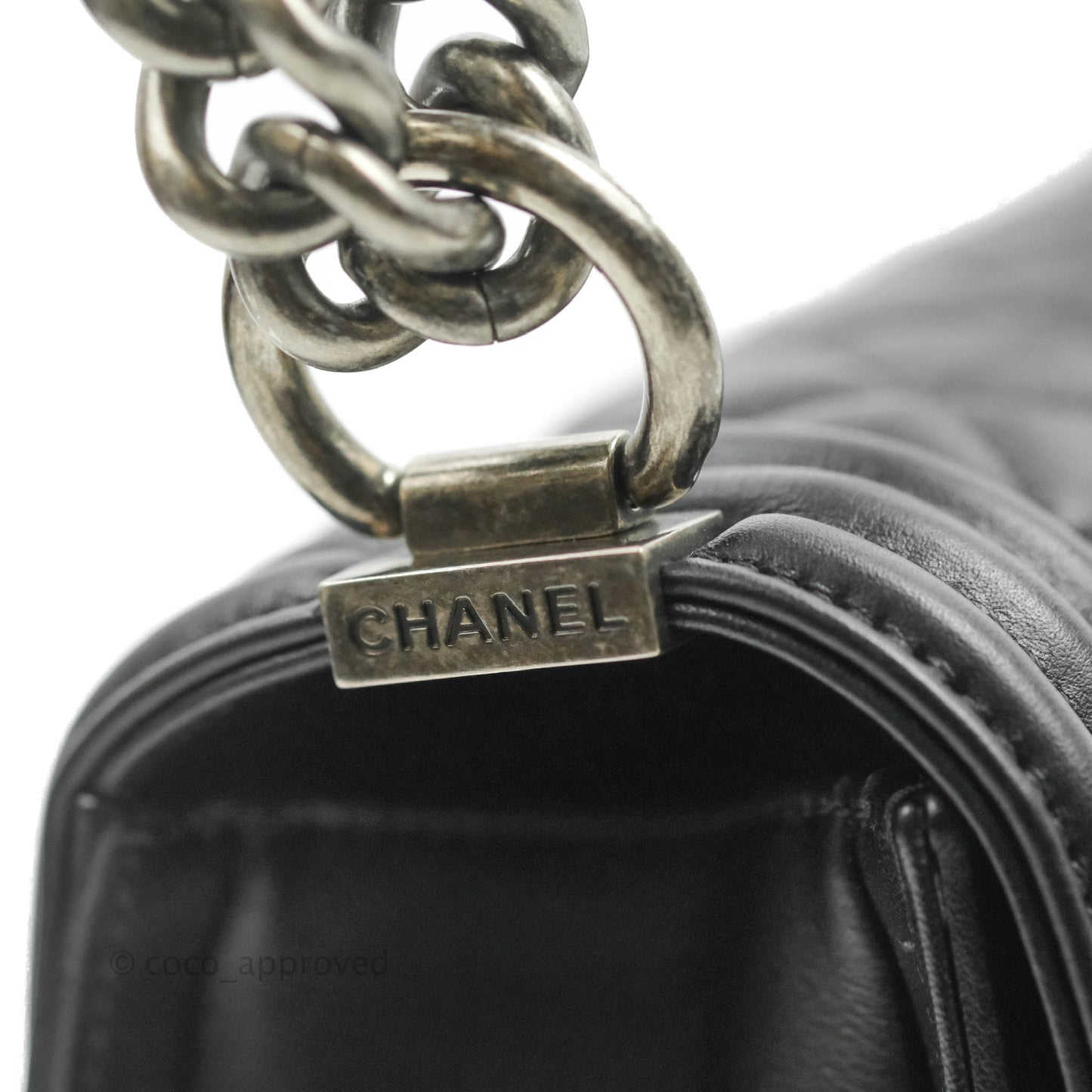 Chanel Quilted Medium Black Calfskin Boy Flap Ruthenium Hardware