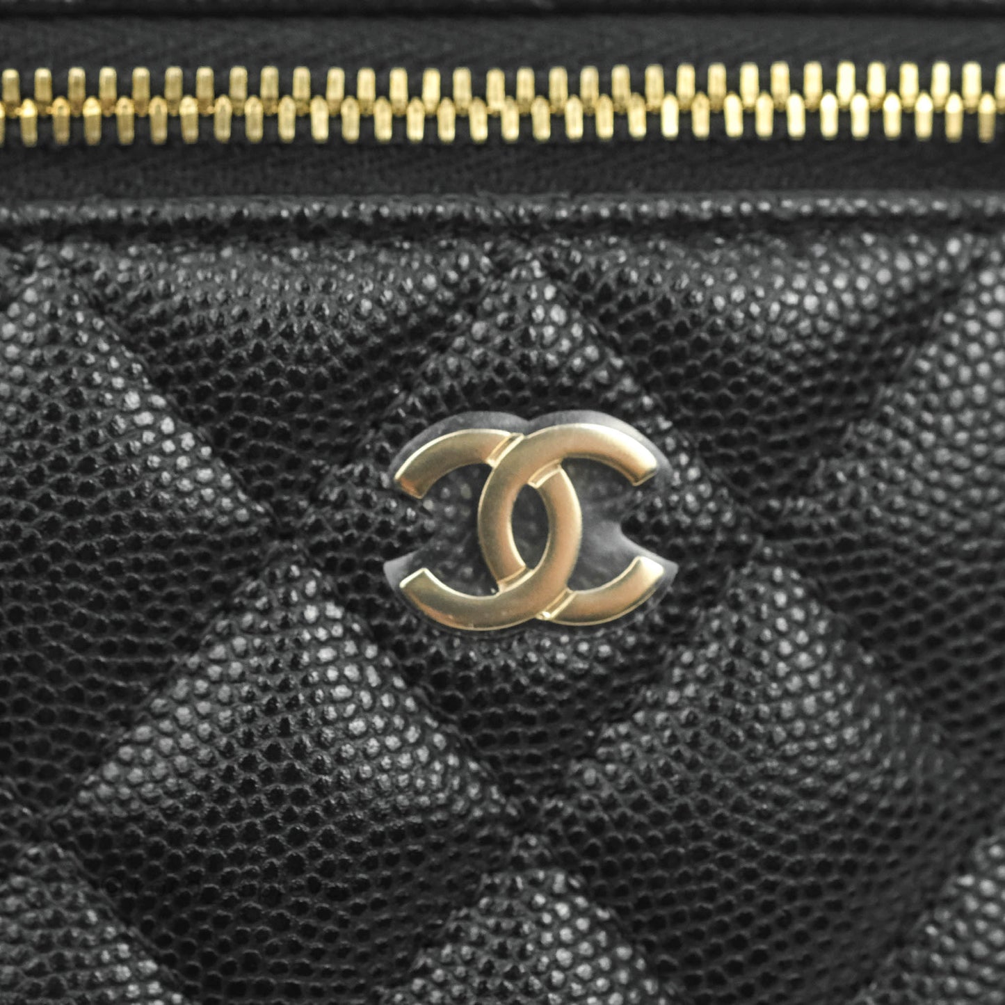 Chanel Classic Mini Vanity With Chain Black Caviar Gold Hardware