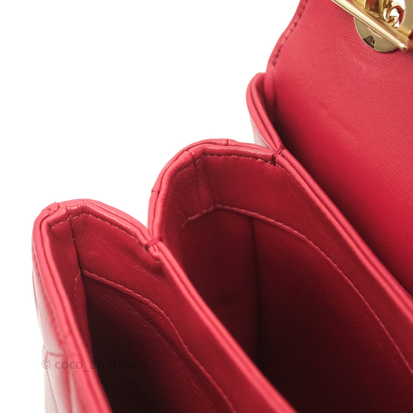 Chanel Small Quilted Trendy CC Red Lambskin Gold Hardware