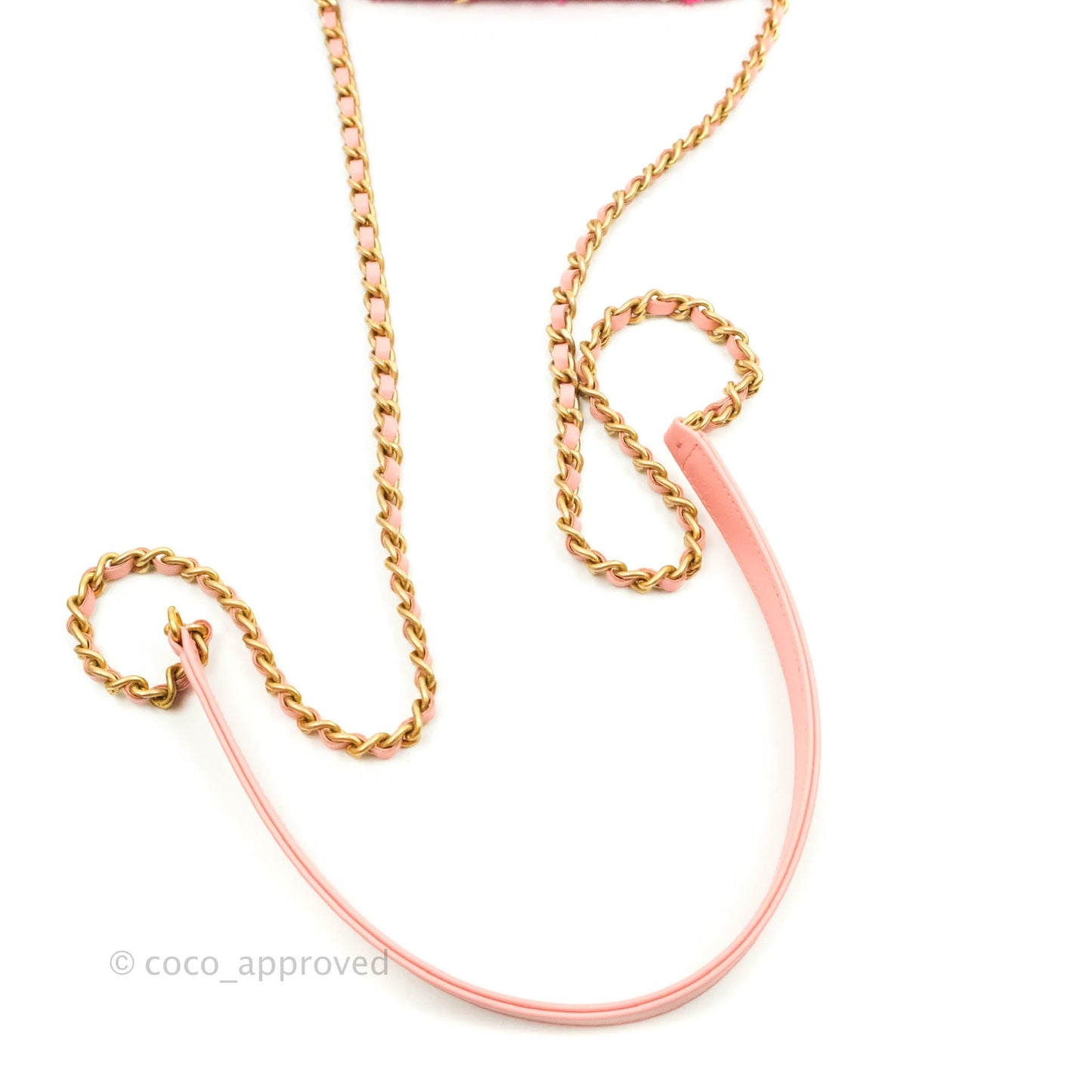 Chanel CC Filigree Vanity Clutch With Chain Pink Tweed