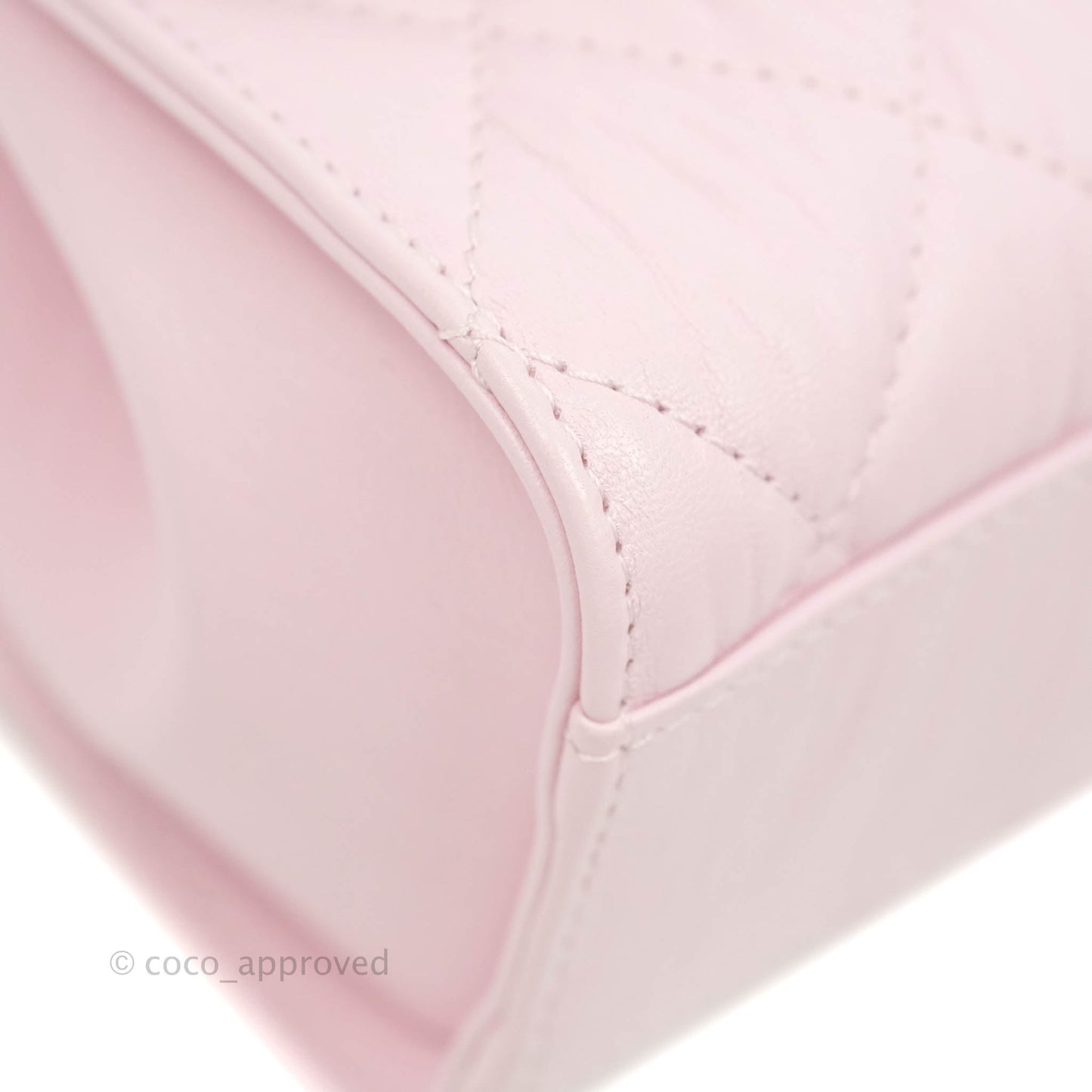 Chanel Mini Flap Bag with Top Handle Pink Crumpled Lambskin Aged Gold Hardware
