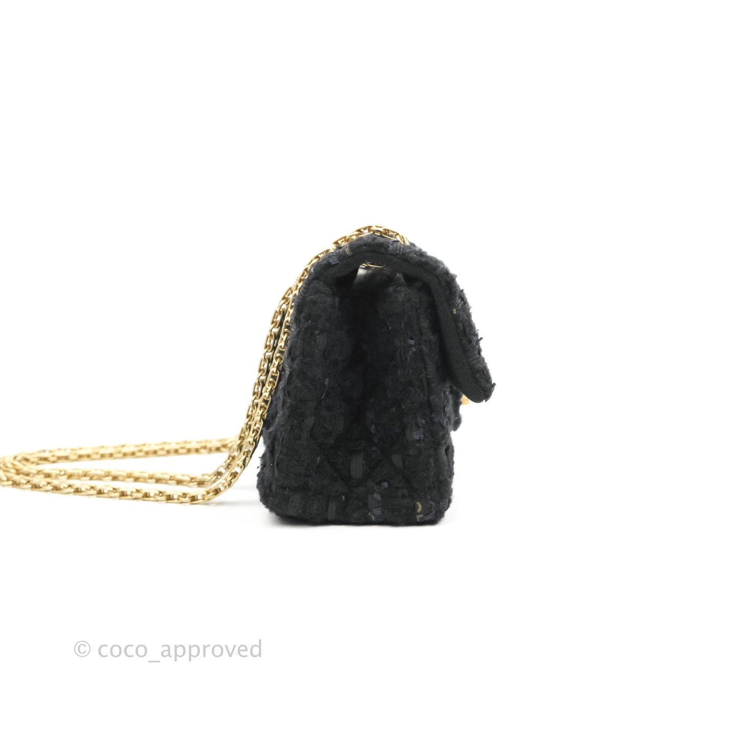 Chanel Mini Reissue 224 Tweed Black Aged Gold Hardware