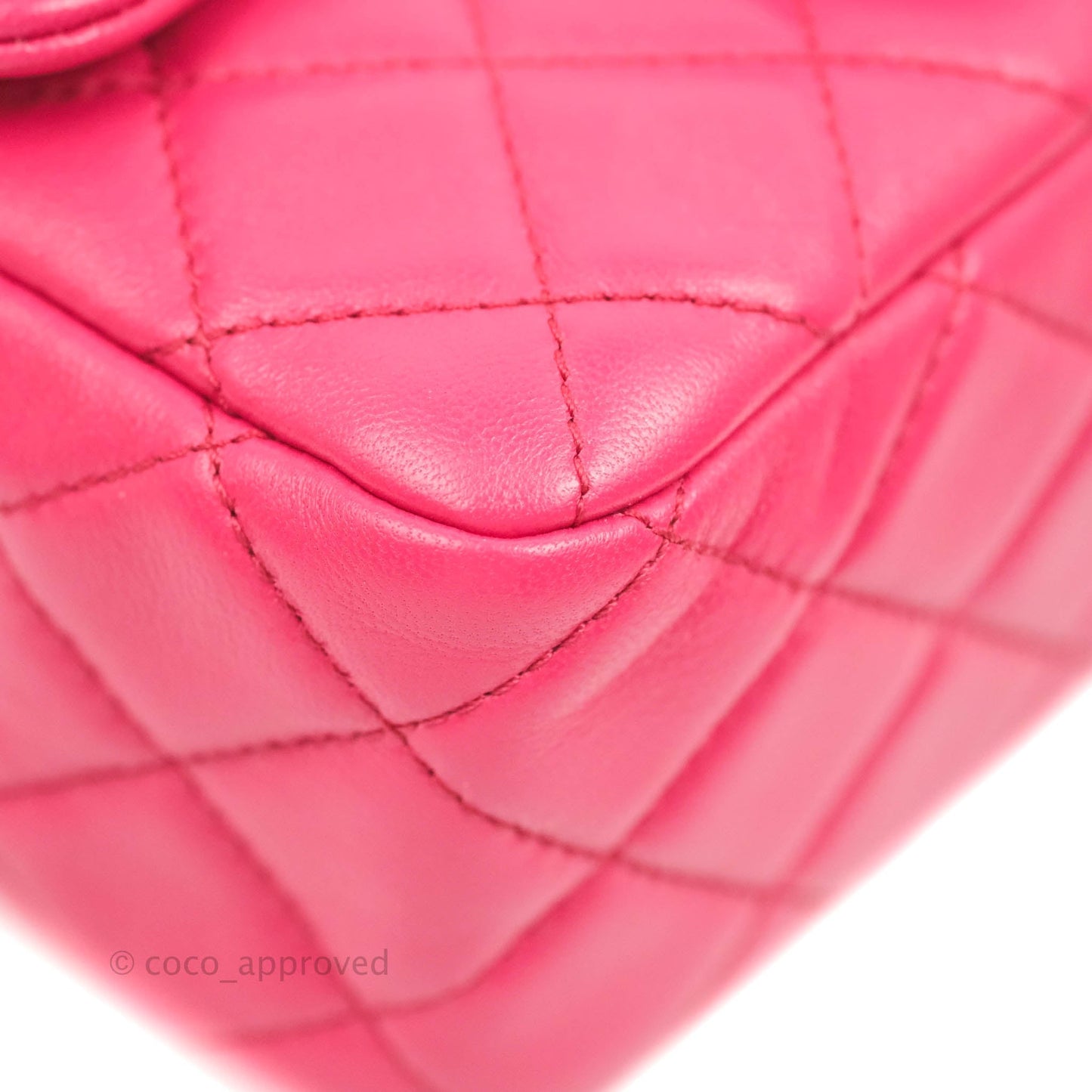 Chanel Pearl Crush Mini Square Quilted Pink Lambskin Aged Gold Hardware