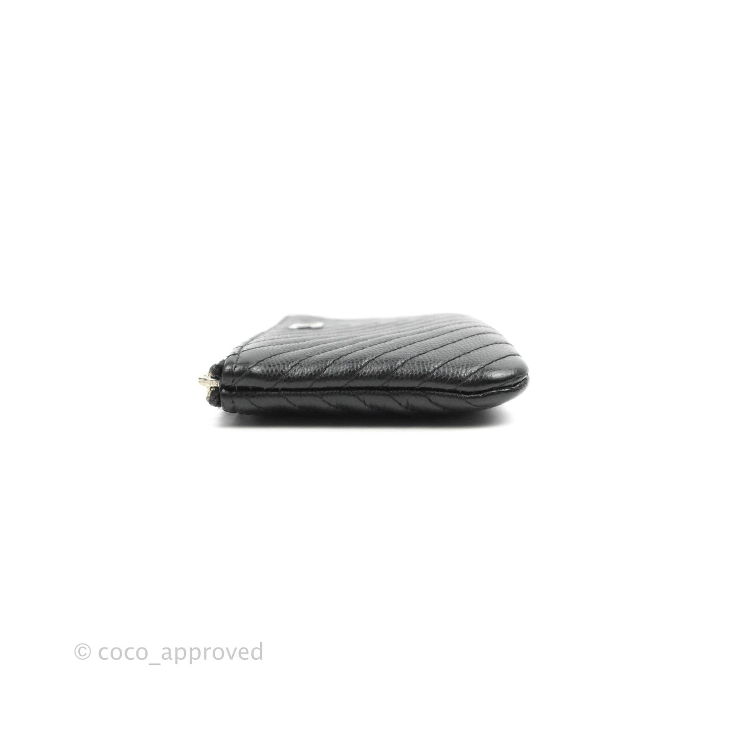 Chanel Chevron Mini O Case Black Caviar Silver Hardware