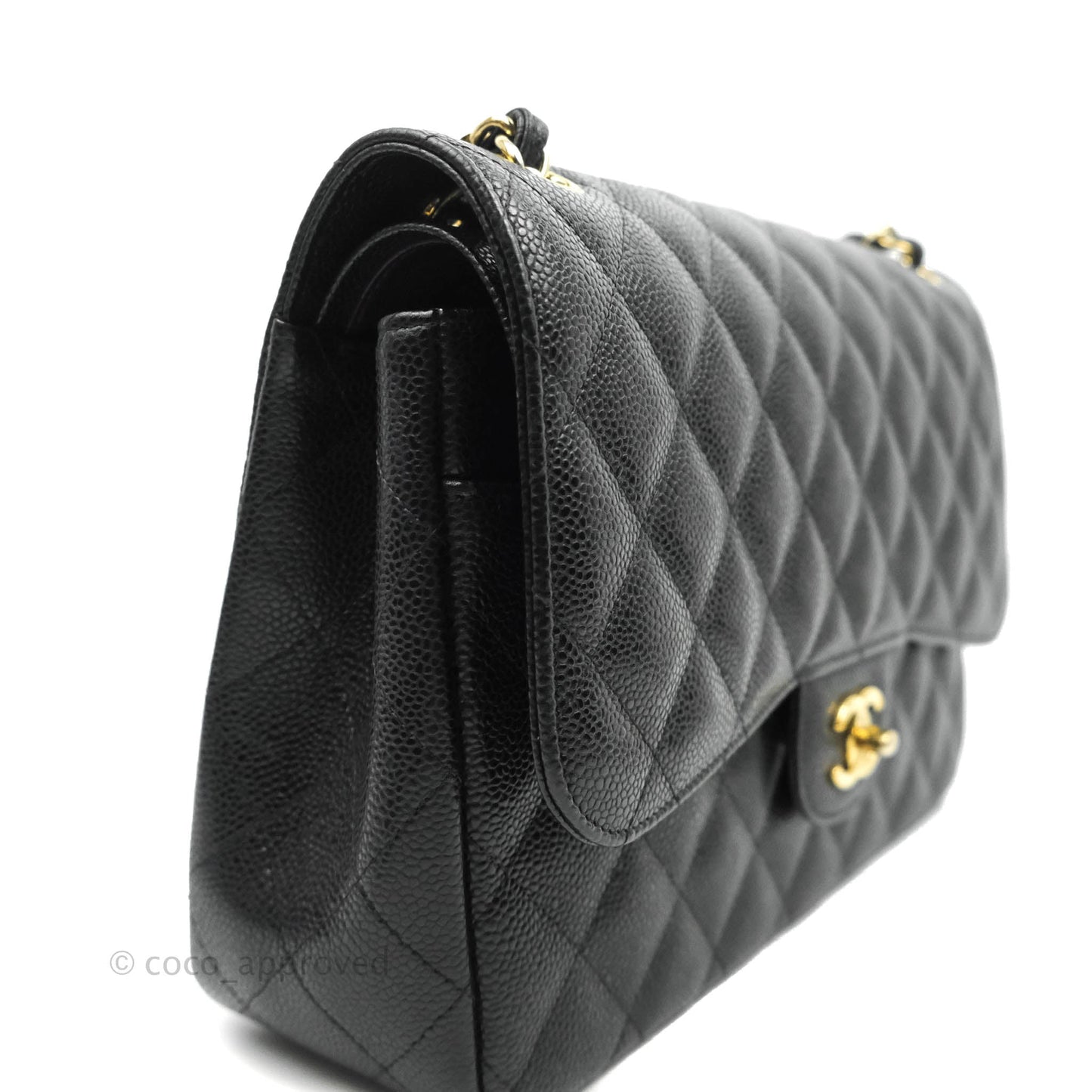 Chanel Jumbo Double Flap Black Caviar Gold Hardware⁣⁣
