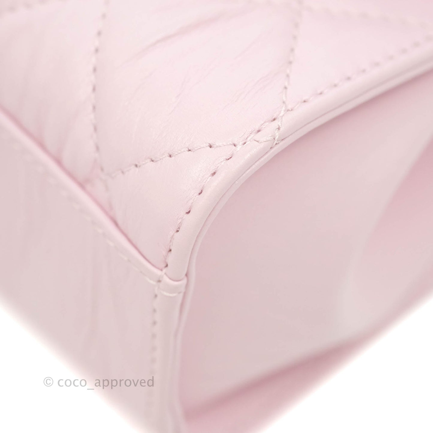 Chanel Mini Flap Bag with Top Handle Pink Crumpled Lambskin Aged Gold Hardware