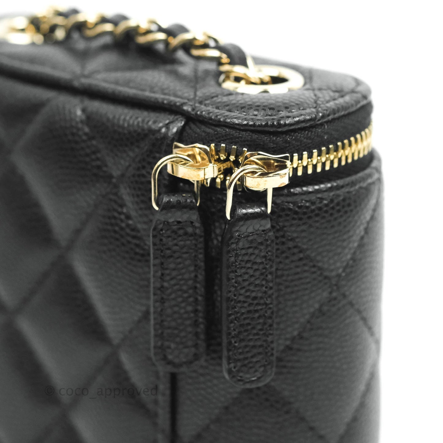 Chanel Classic Mini Vanity With Chain Black Caviar Gold Hardware