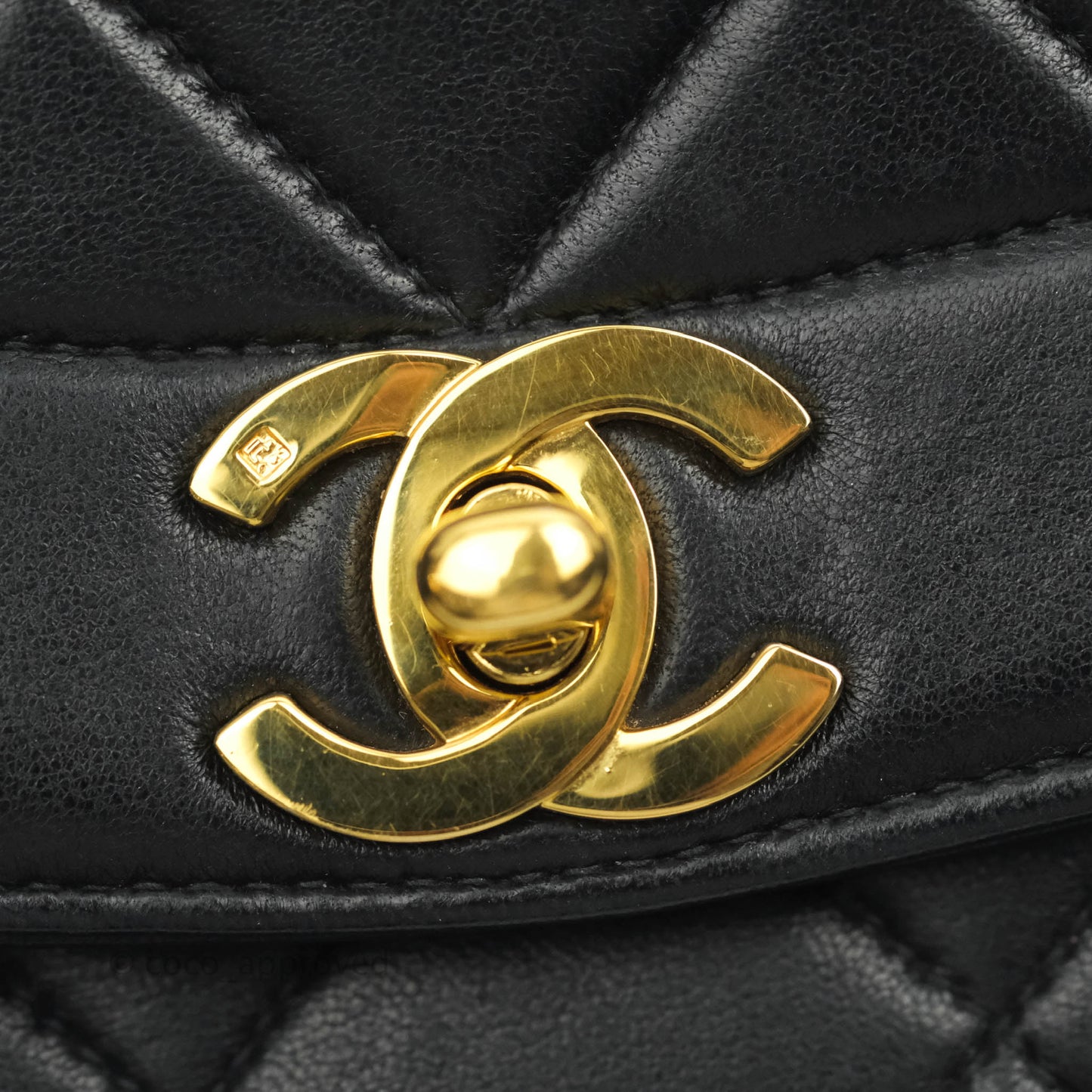 Chanel Vintage Small Classic Diana Flap Bag Black Lambskin 24K Gold Hardware