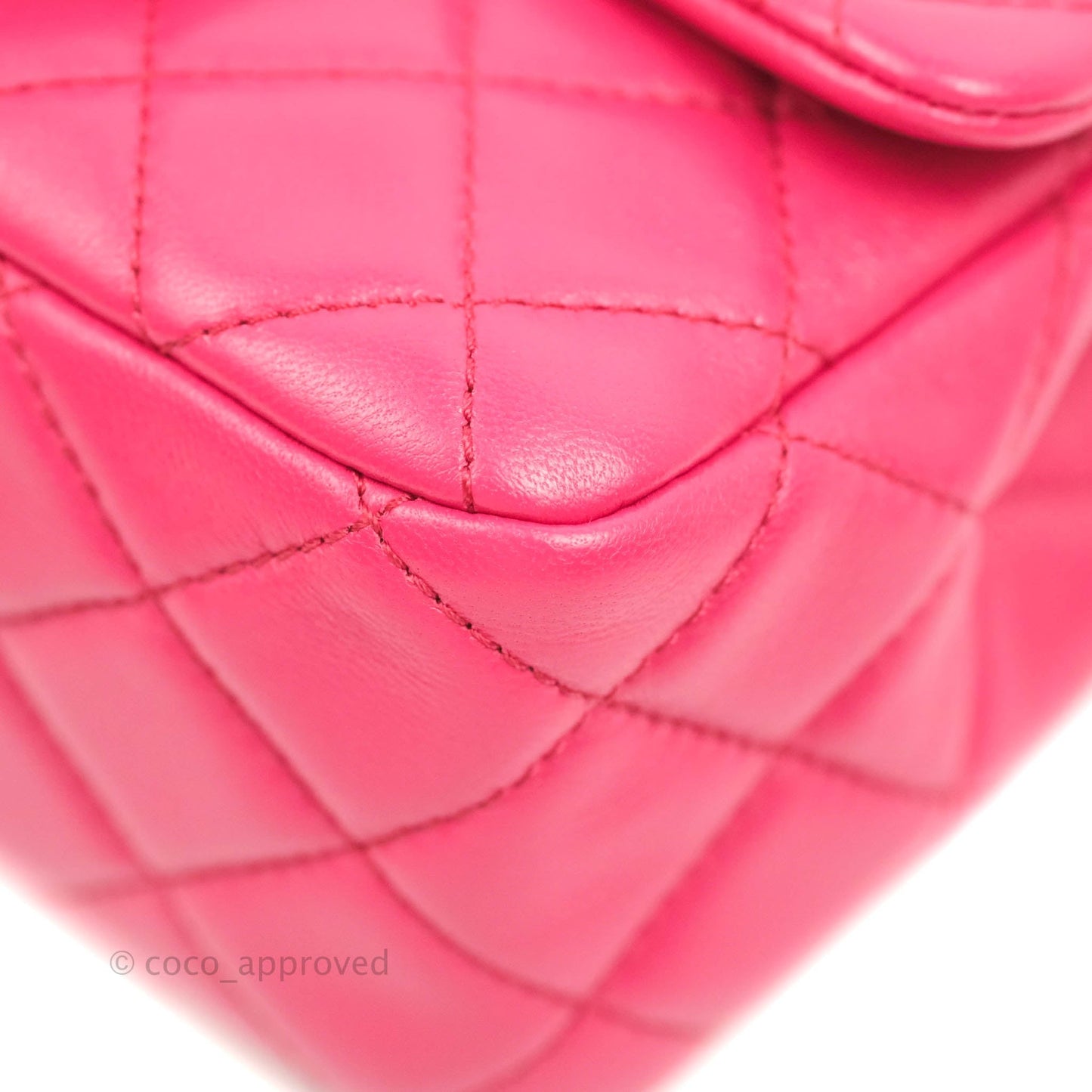 Chanel Pearl Crush Mini Square Quilted Pink Lambskin Aged Gold Hardware