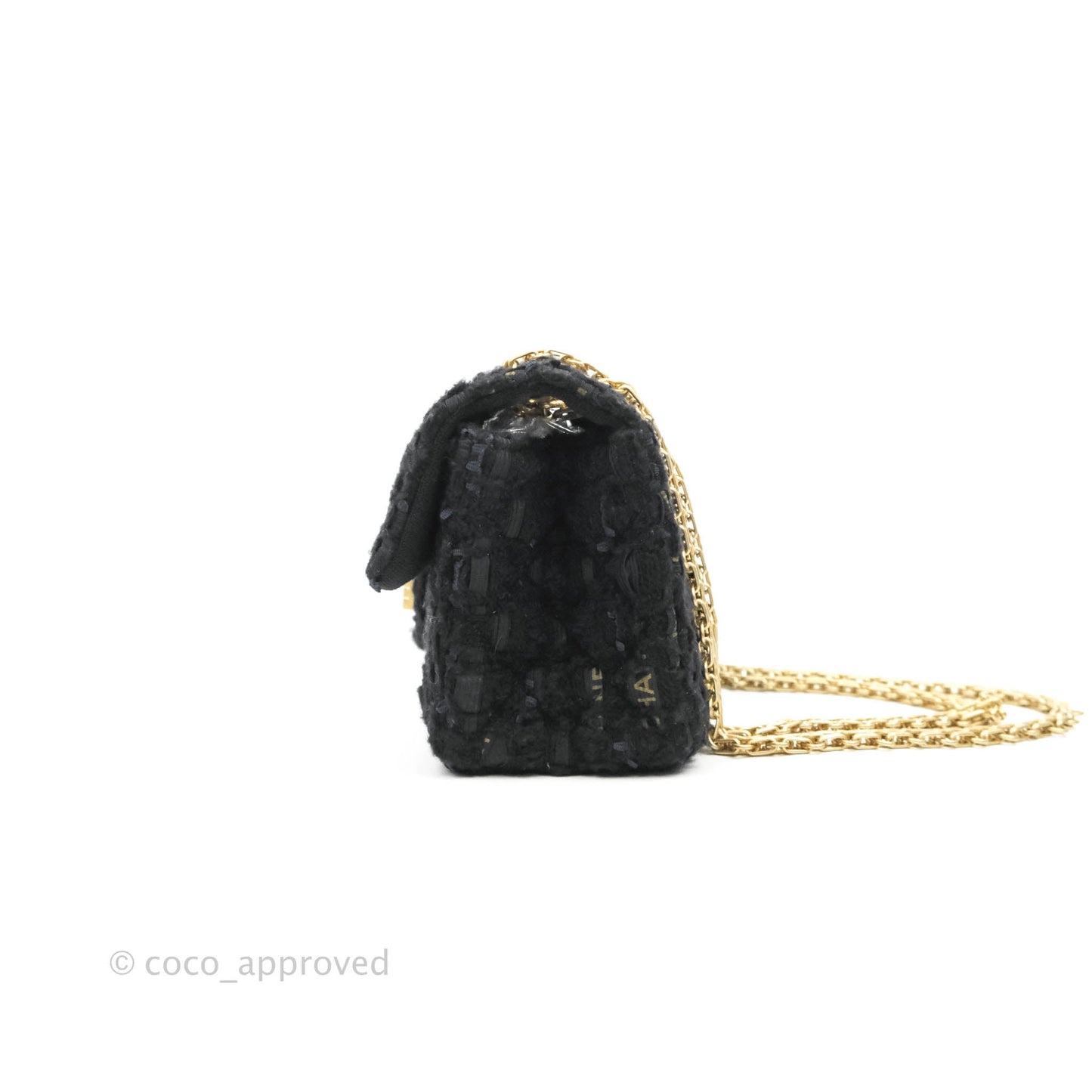 Chanel Mini Reissue 224 Tweed Black Aged Gold Hardware