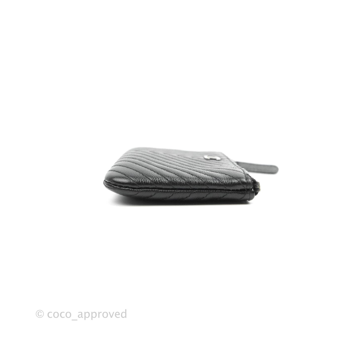 Chanel Chevron Mini O Case Black Caviar Silver Hardware