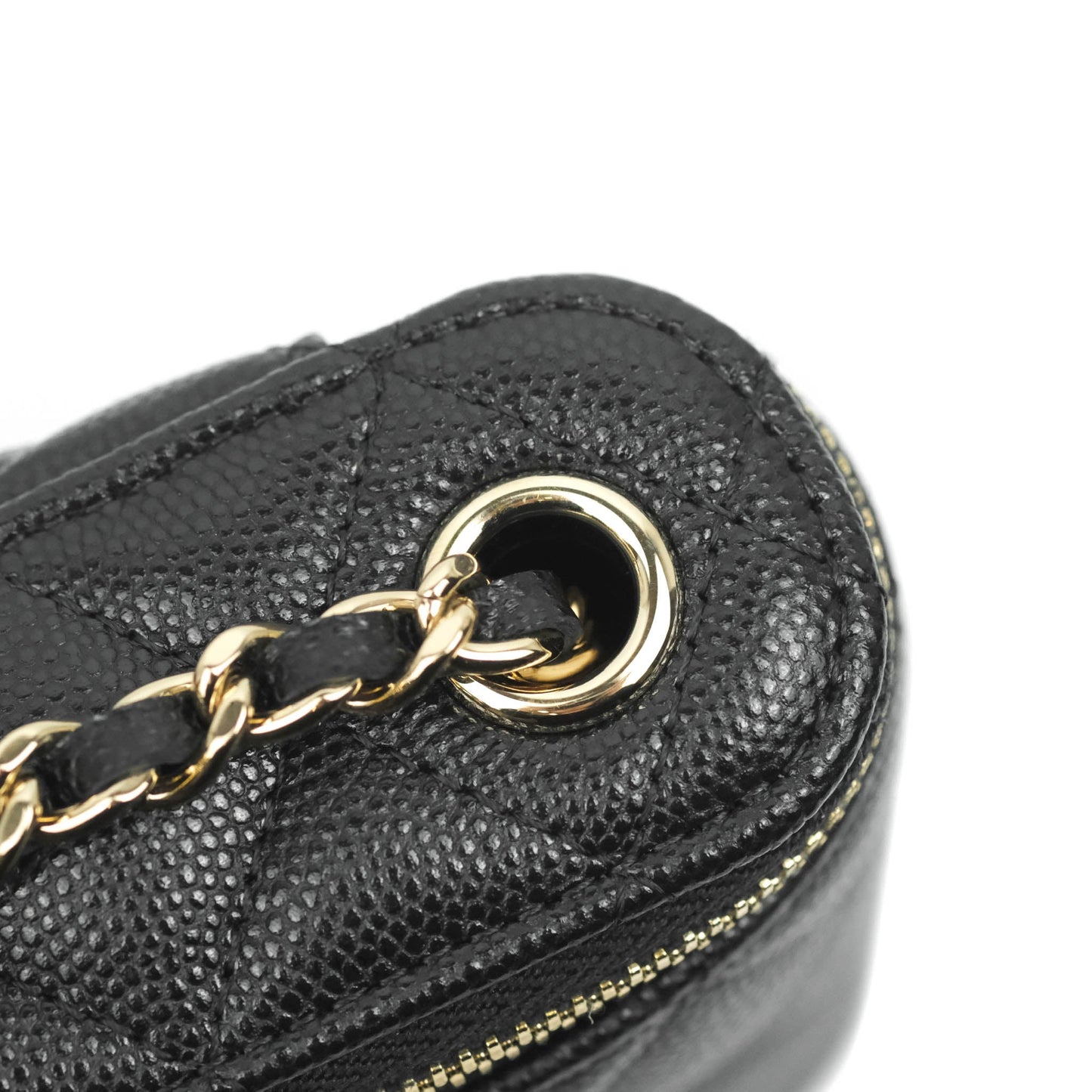 Chanel Classic Mini Vanity With Chain Black Caviar Gold Hardware