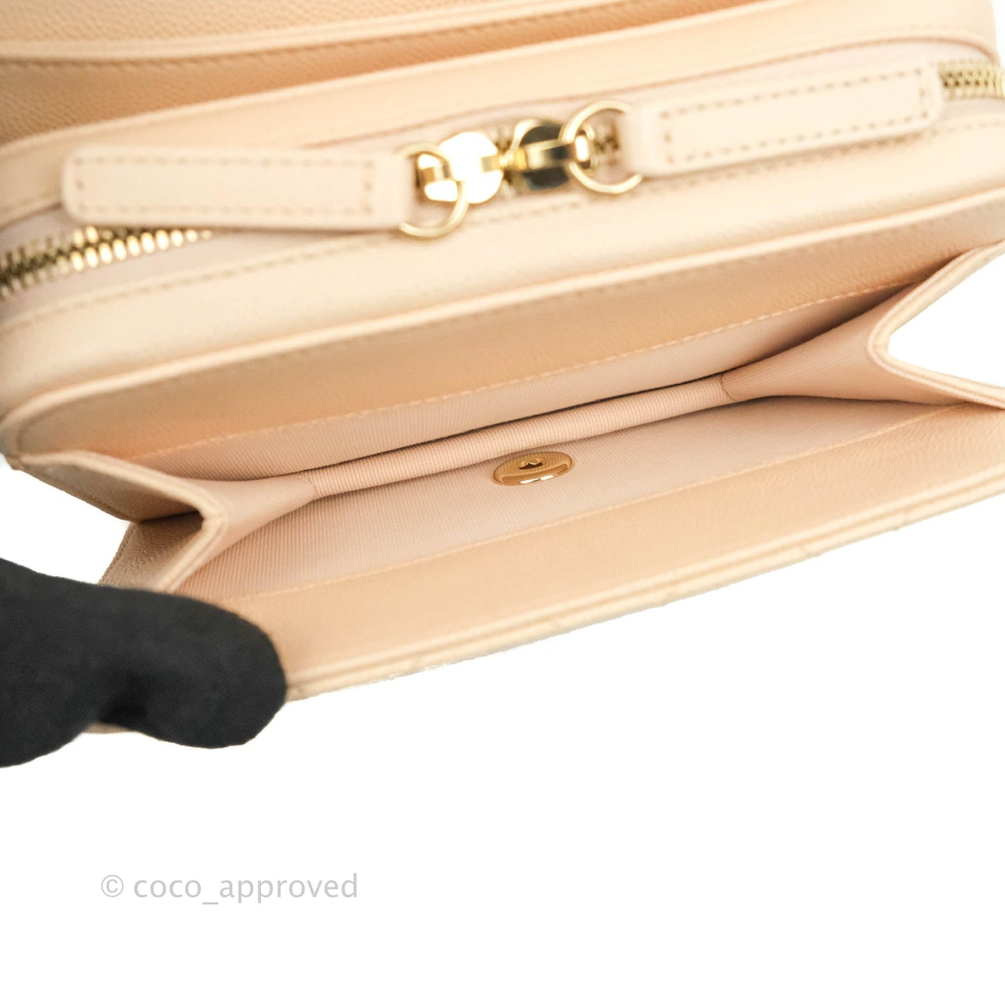 Chanel Quilted Small Like The Wallet Flap Light Beige Caviar Light Gold Hardware 22C
