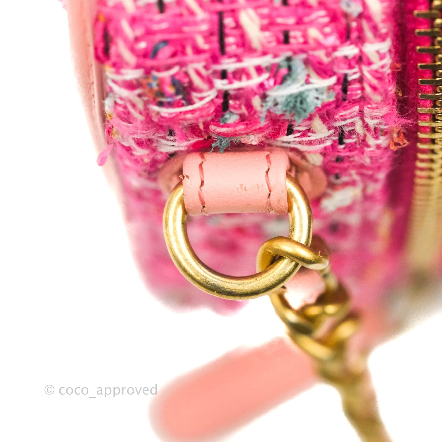 Chanel CC Filigree Vanity Clutch With Chain Pink Tweed