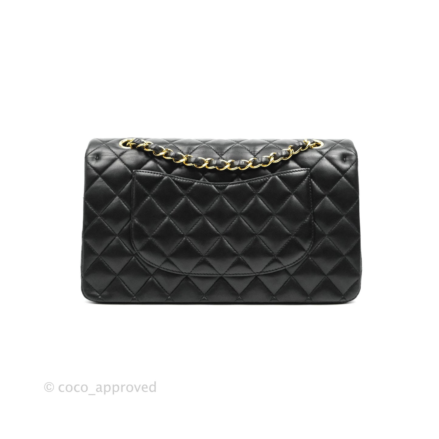 Chanel Classic M/L Medium Double Flap Black Lambskin Gold Hardware