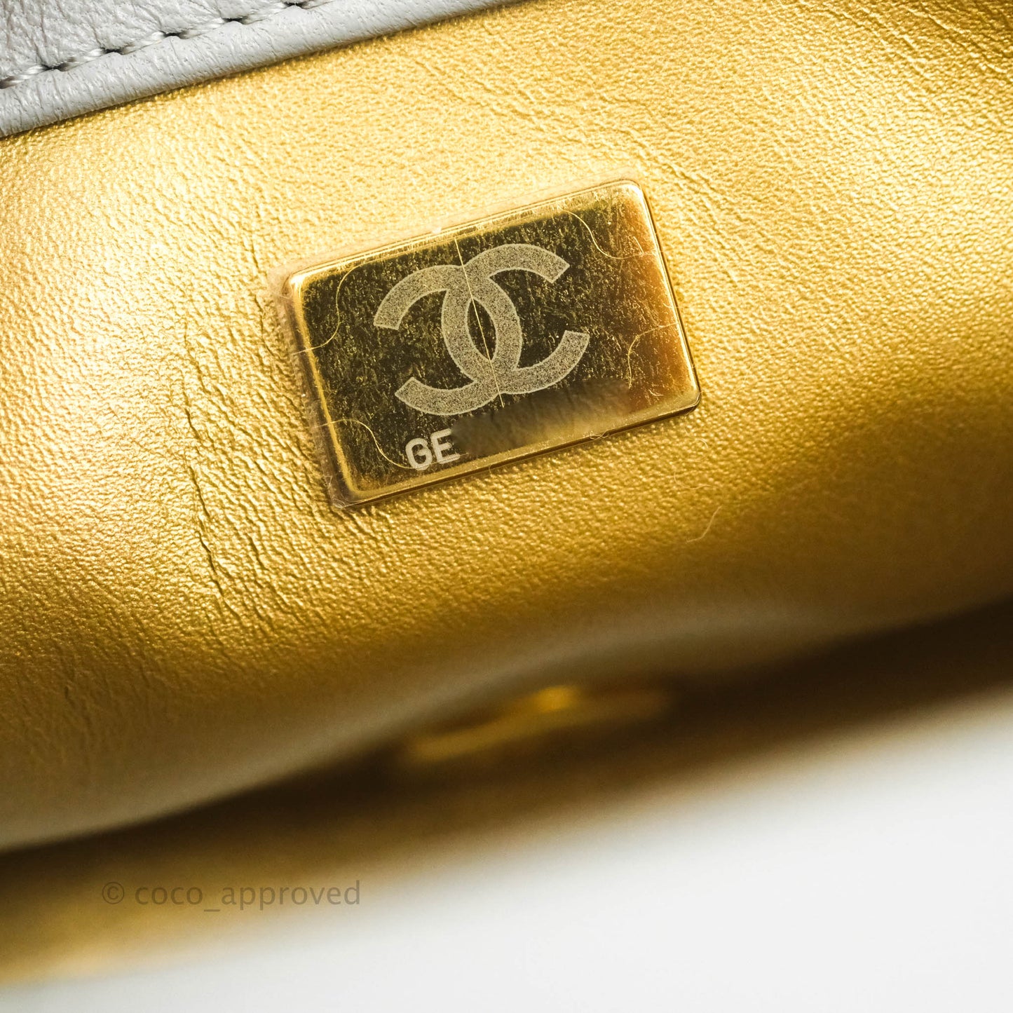 Chanel Pearl Crush Mini Square Quilted Grey Lambskin Aged Gold Hardware