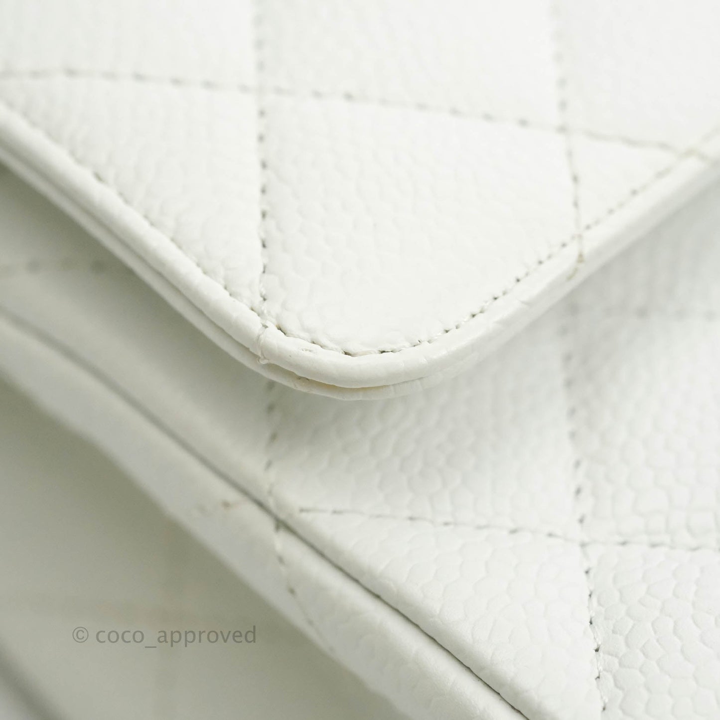 Chanel Quilted M/L Medium Double Flap White Caviar Gold Hardware