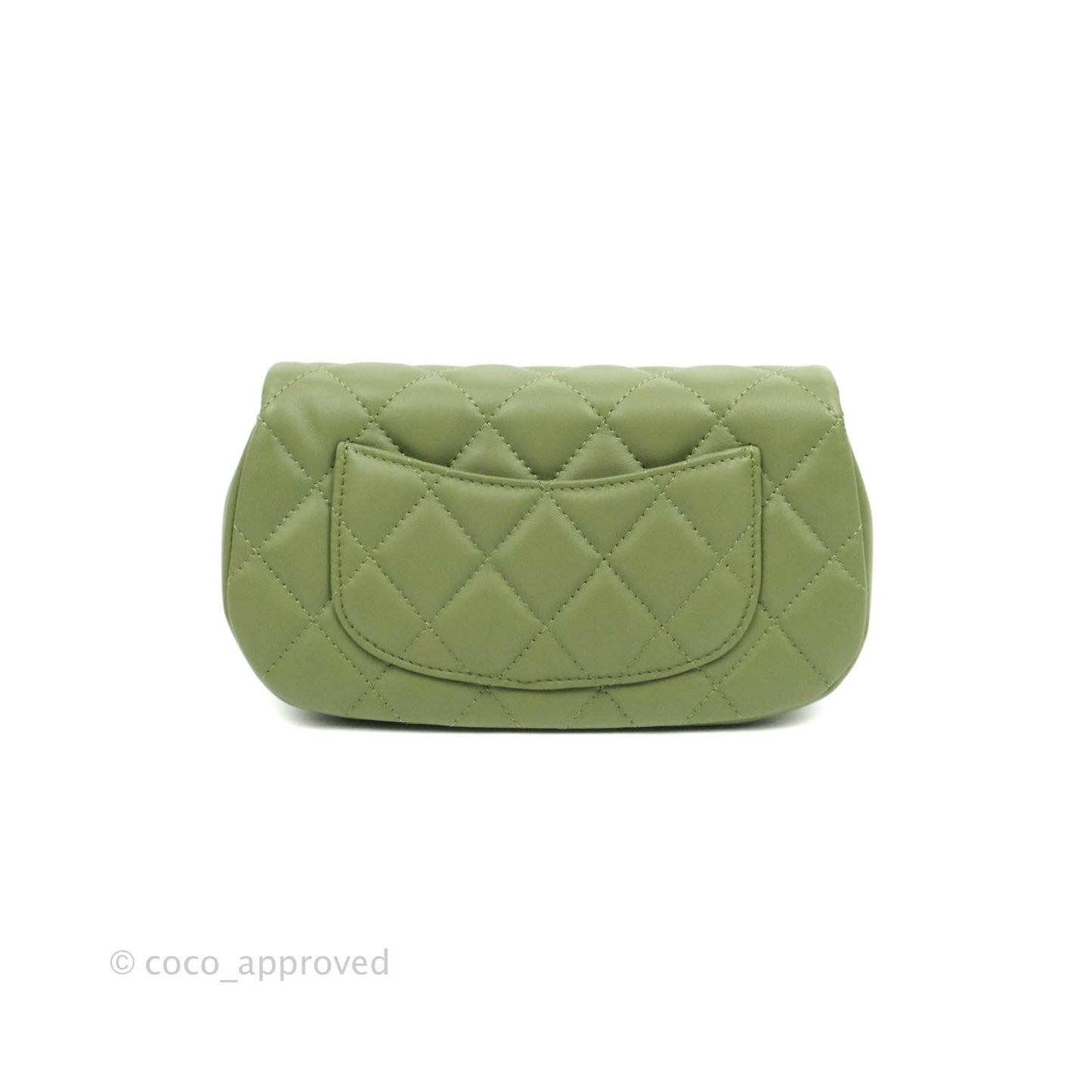 Chanel Clutch with Chain Olive Green Calfskin Aged Gold Hardware