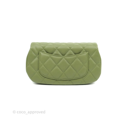 Chanel Clutch with Chain Olive Green Calfskin Aged Gold Hardware