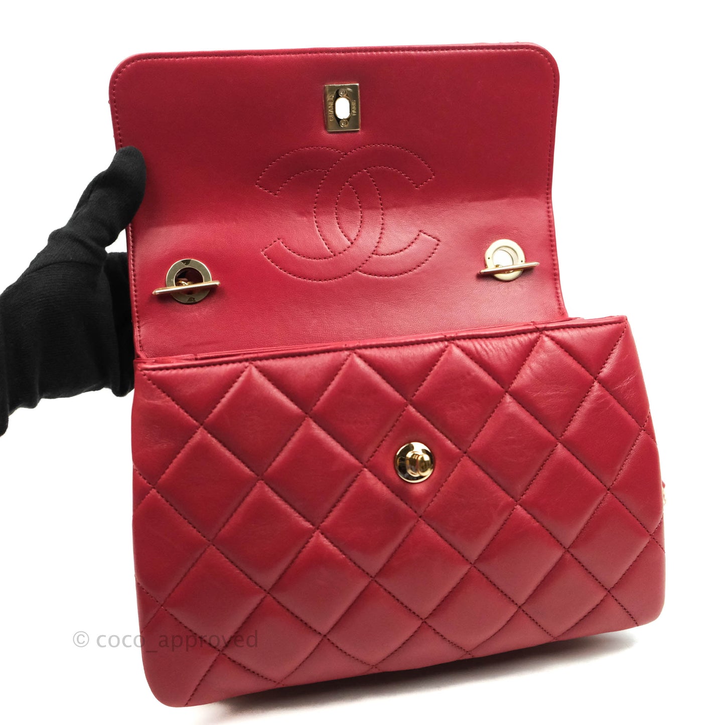 Chanel Small Quilted Trendy CC Red Lambskin Gold Hardware