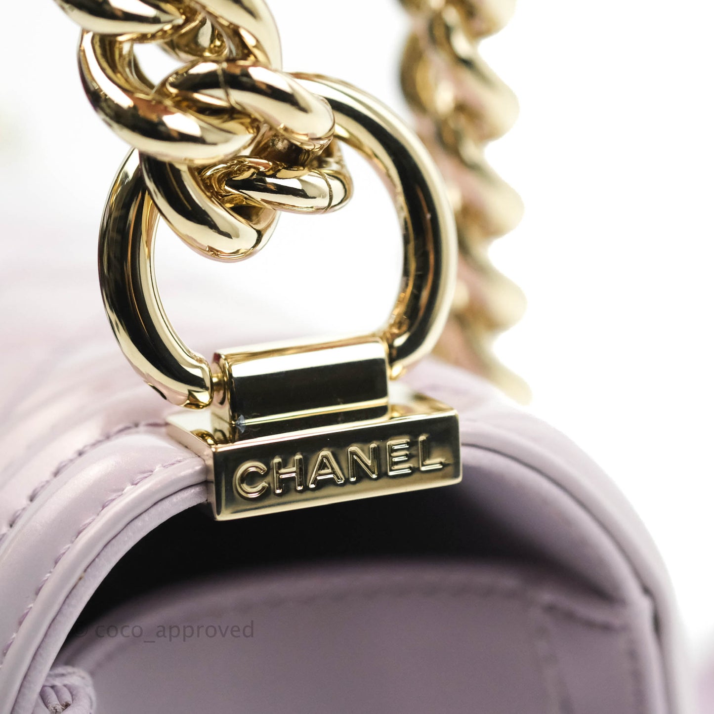 Chanel Quilted Medium Boy Iridescent Lilac Calfskin Light Gold Hardware