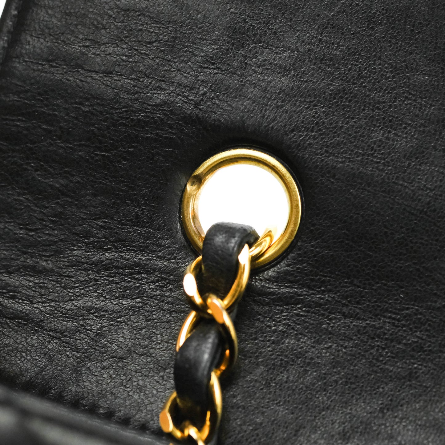 Chanel Vintage Small Quilted Classic Diana Flap Bag Black Lambskin 24K Gold Hardware