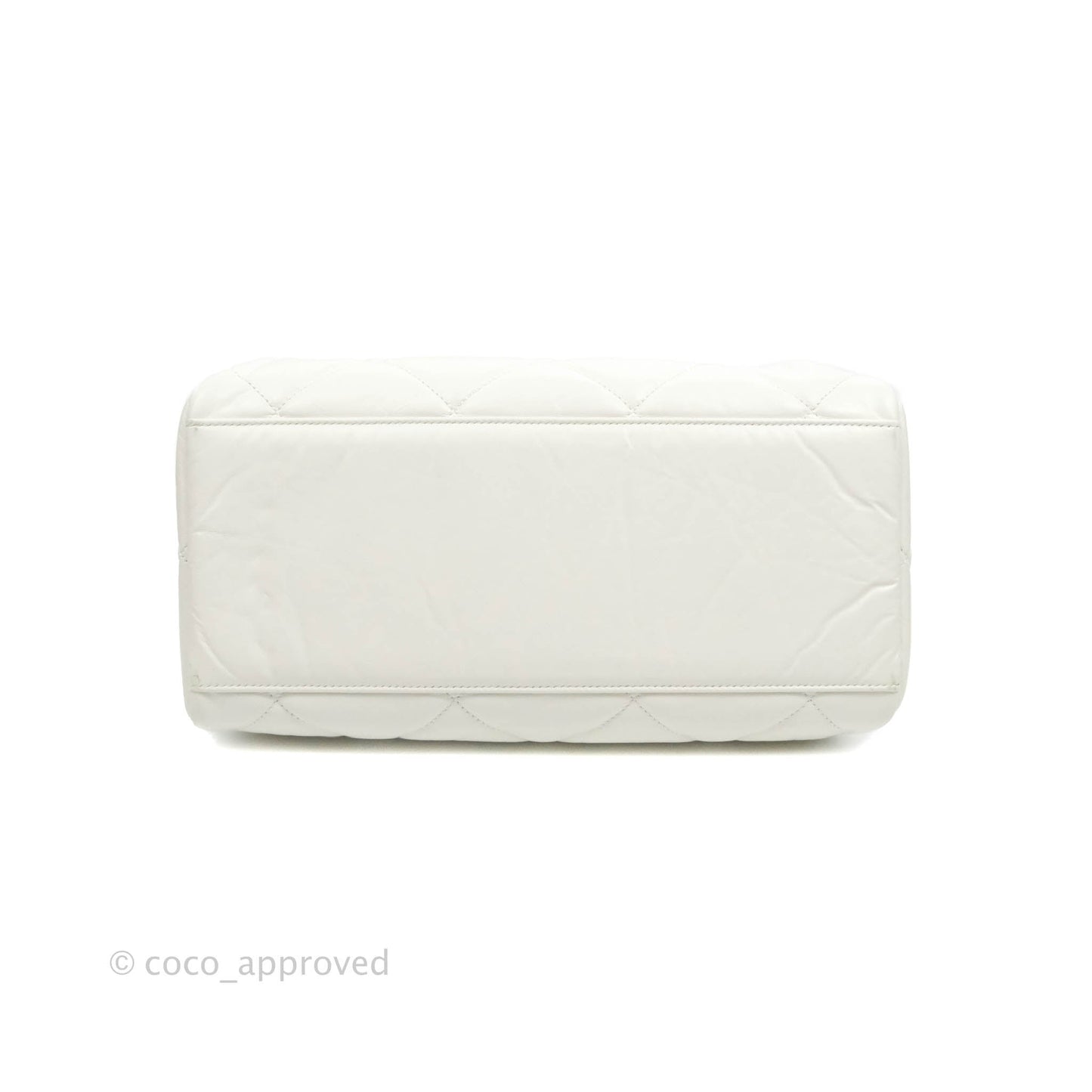 Chanel Calfskin Small Bowling Bag White Silver Hardware