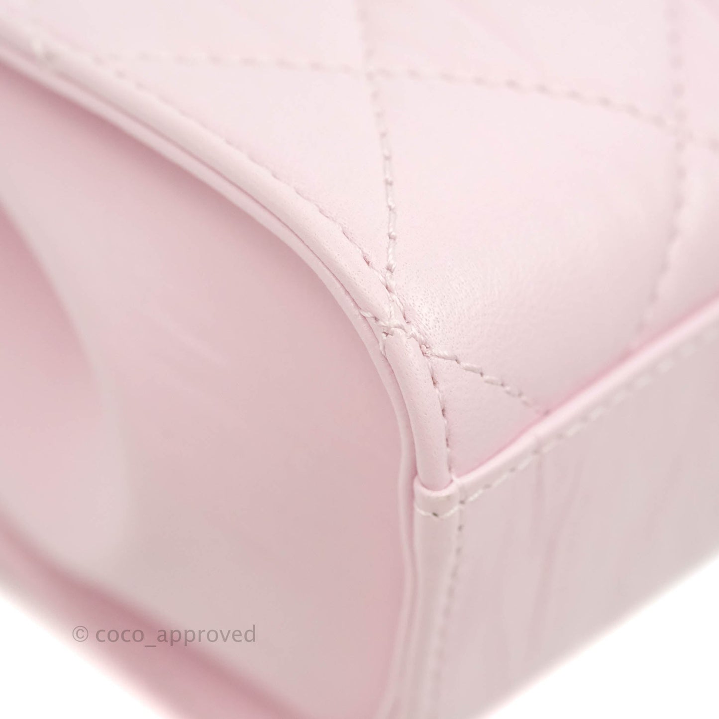 Chanel Mini Flap Bag with Top Handle Pink Crumpled Lambskin Aged Gold Hardware