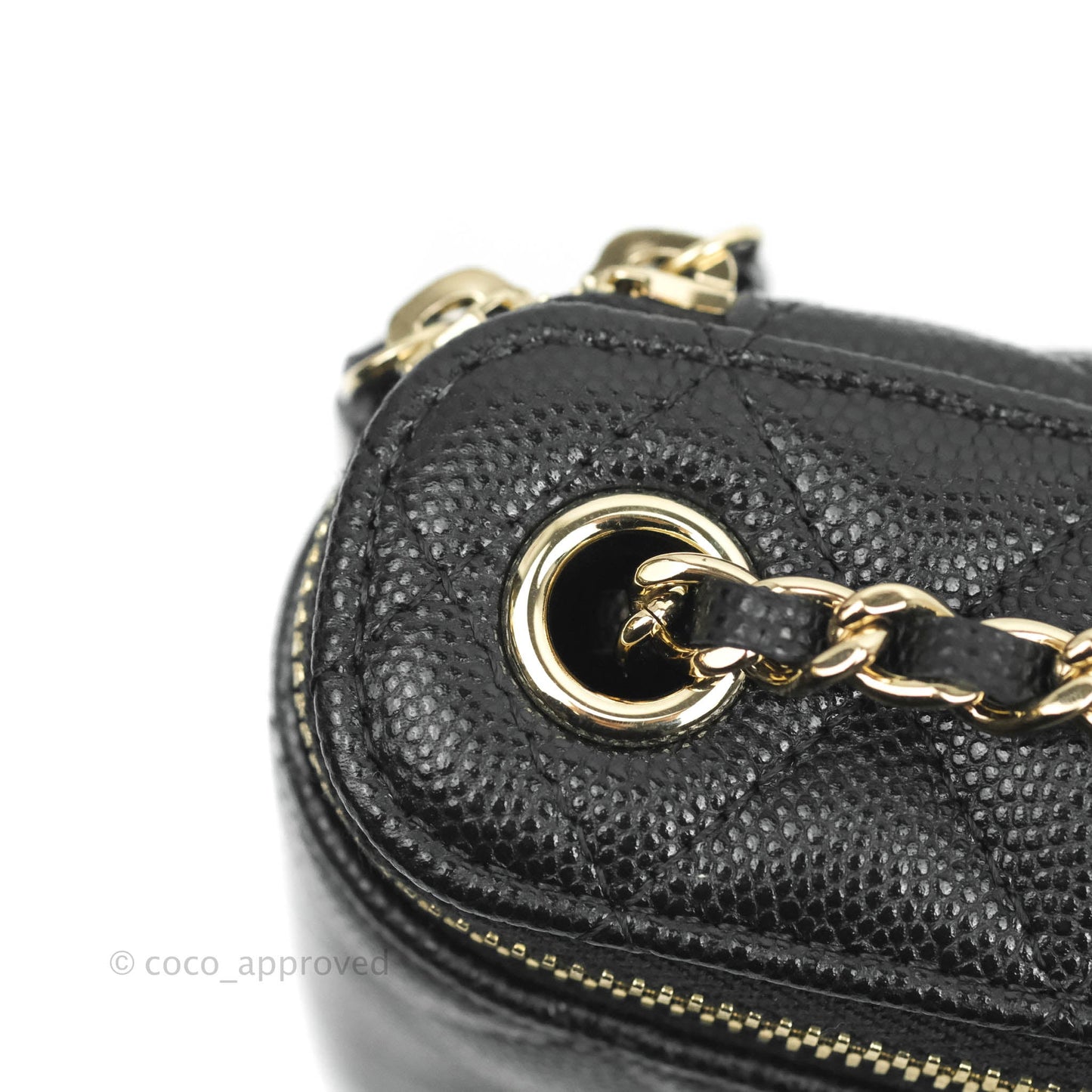 Chanel Classic Mini Vanity With Chain Black Caviar Gold Hardware