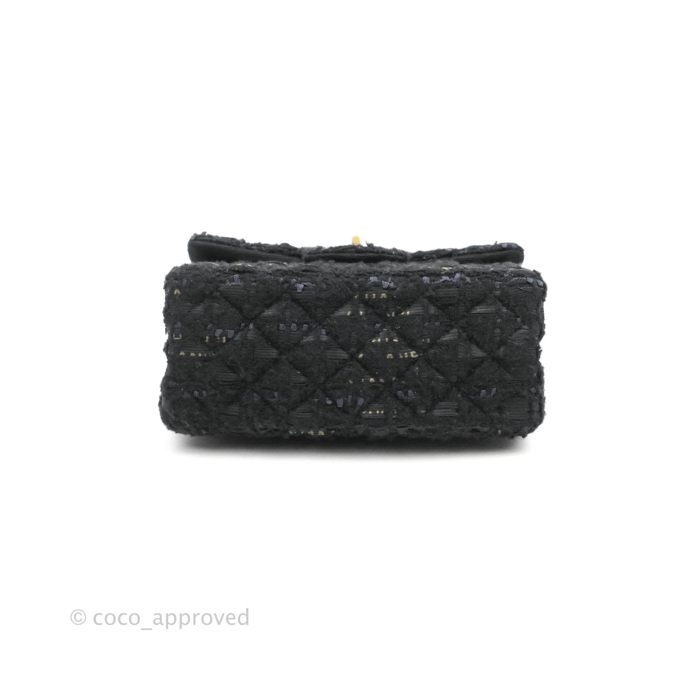 Chanel Mini Reissue 224 Tweed Black Aged Gold Hardware