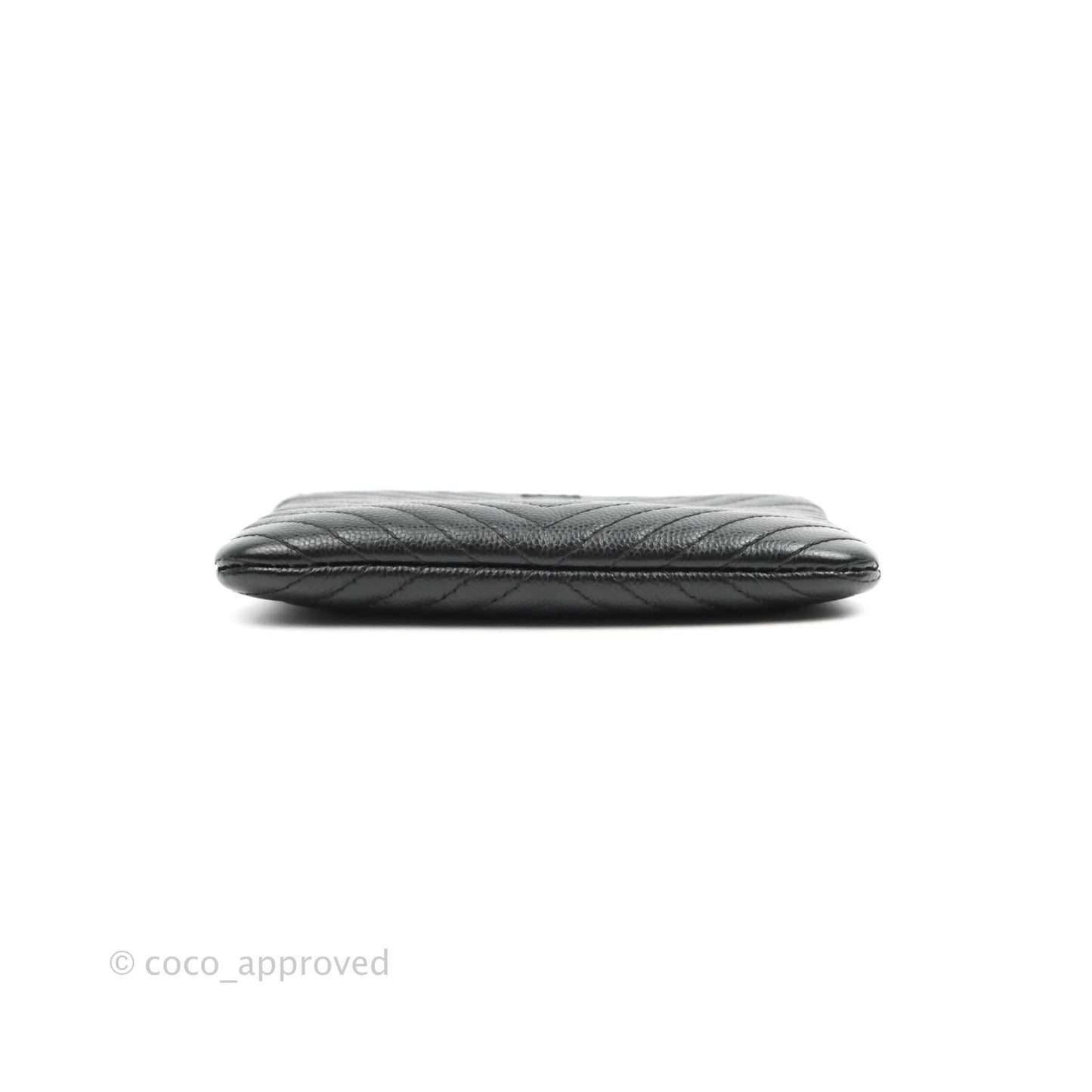 Chanel Chevron Mini O Case Black Caviar Silver Hardware