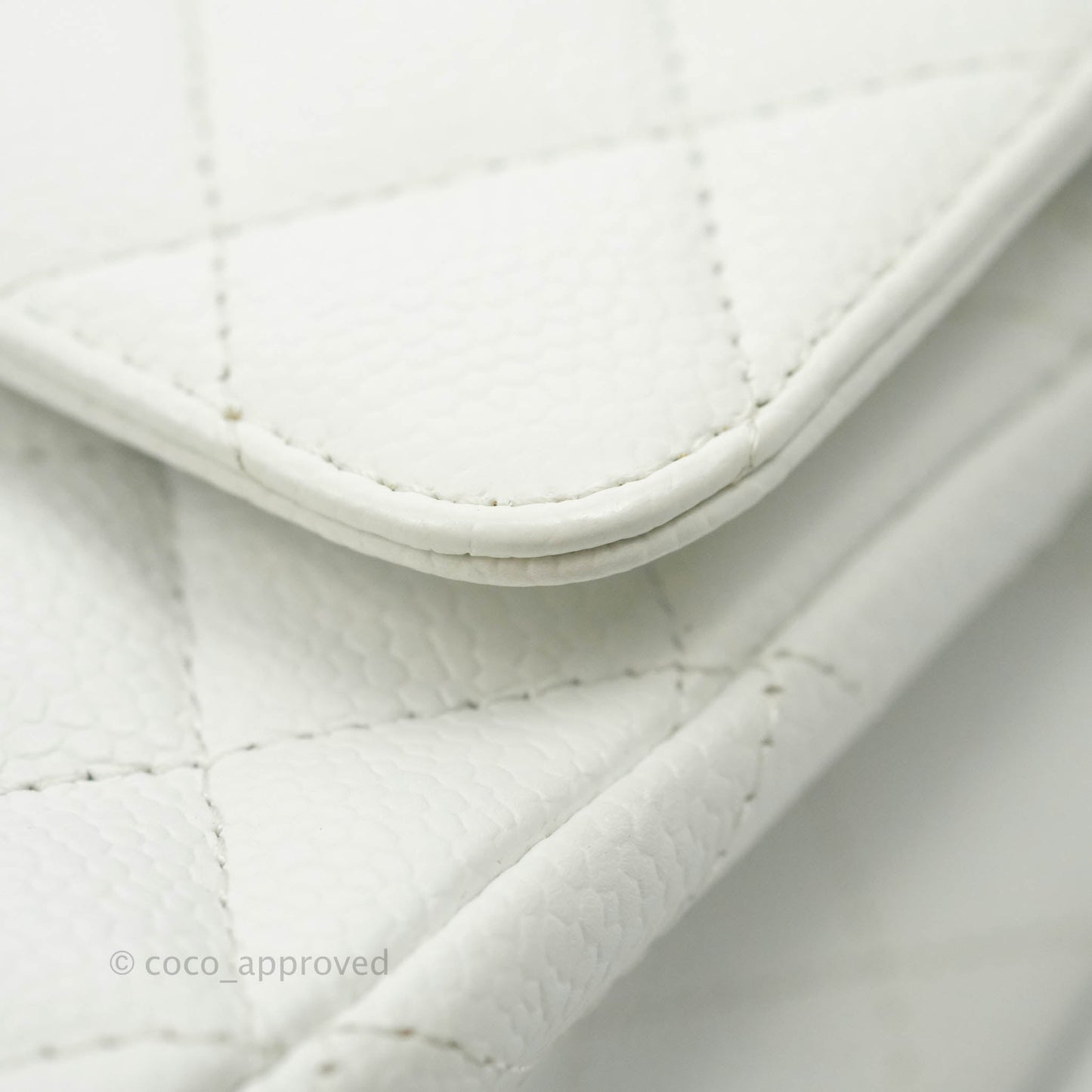Chanel Quilted M/L Medium Double Flap White Caviar Gold Hardware