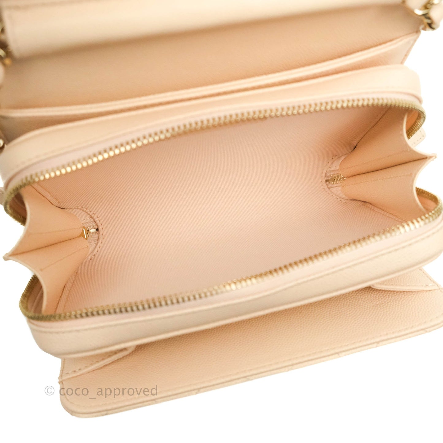 Chanel Quilted Small Like The Wallet Flap Light Beige Caviar Light Gold Hardware 22C