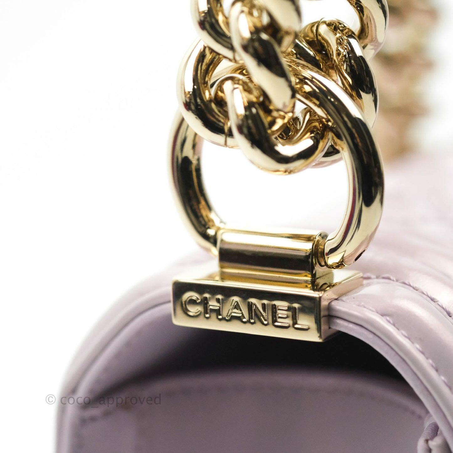 Chanel Quilted Medium Boy Iridescent Lilac Calfskin Light Gold Hardware