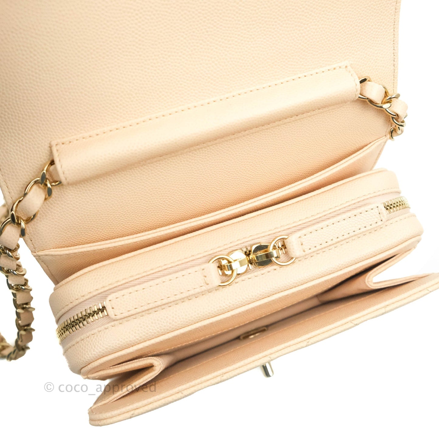 Chanel Quilted Small Like The Wallet Flap Light Beige Caviar Light Gold Hardware 22C