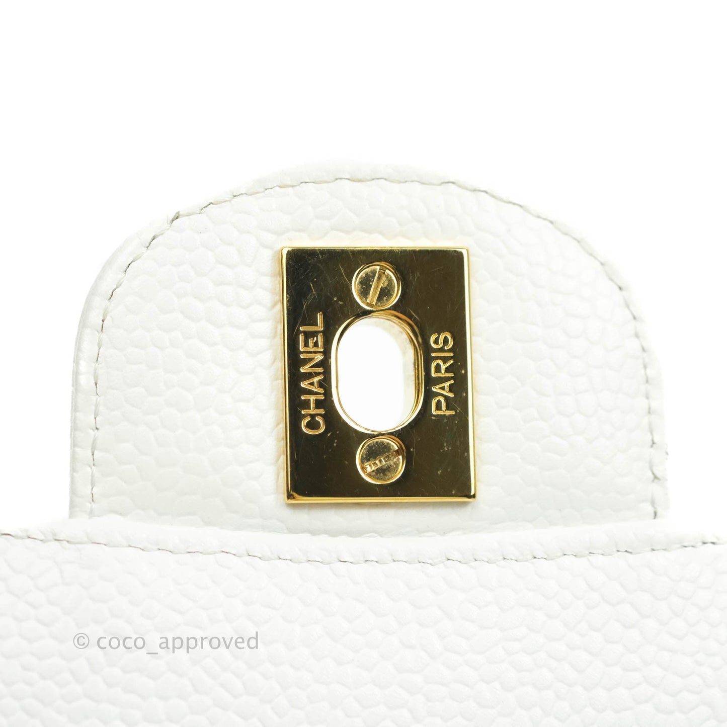 Chanel Quilted M/L Medium Double Flap White Caviar Gold Hardware