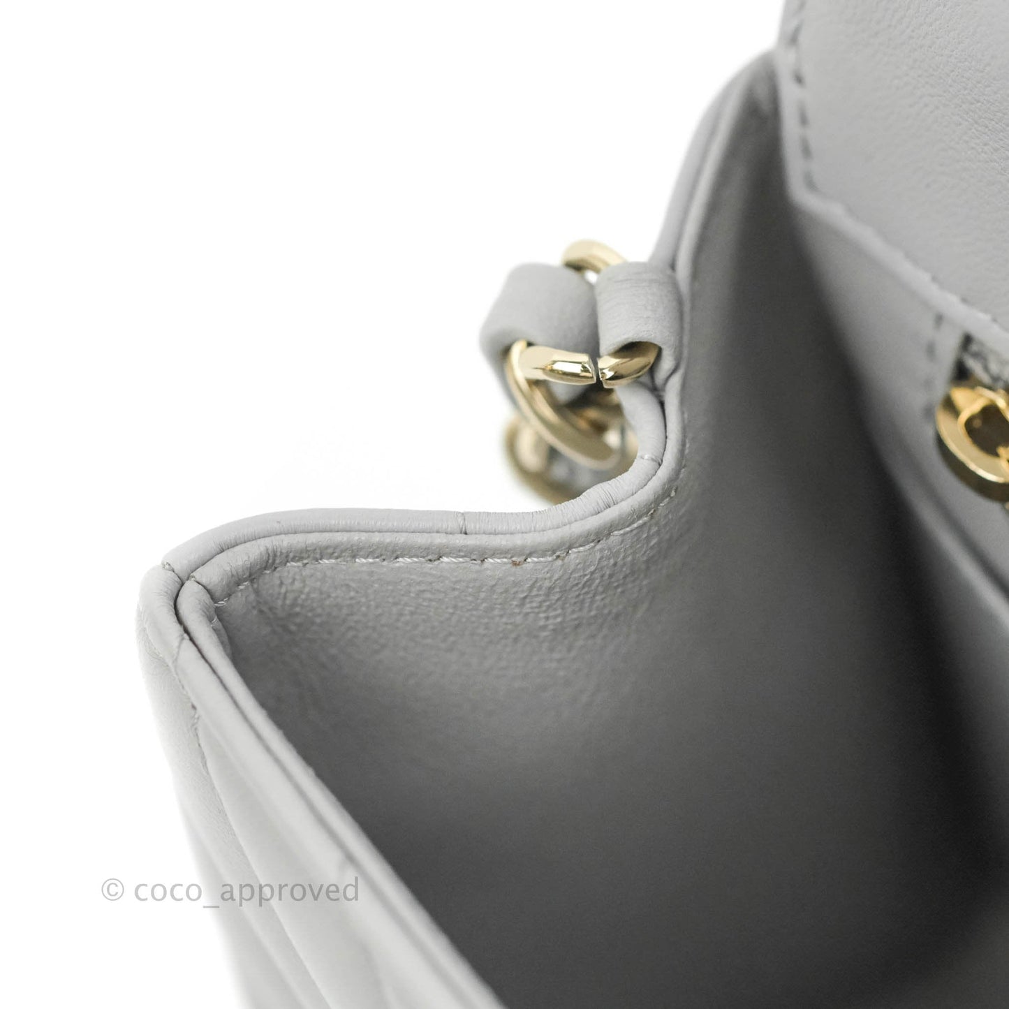 Chanel Mini Square Chevron Grey Lambskin Gold Hardware