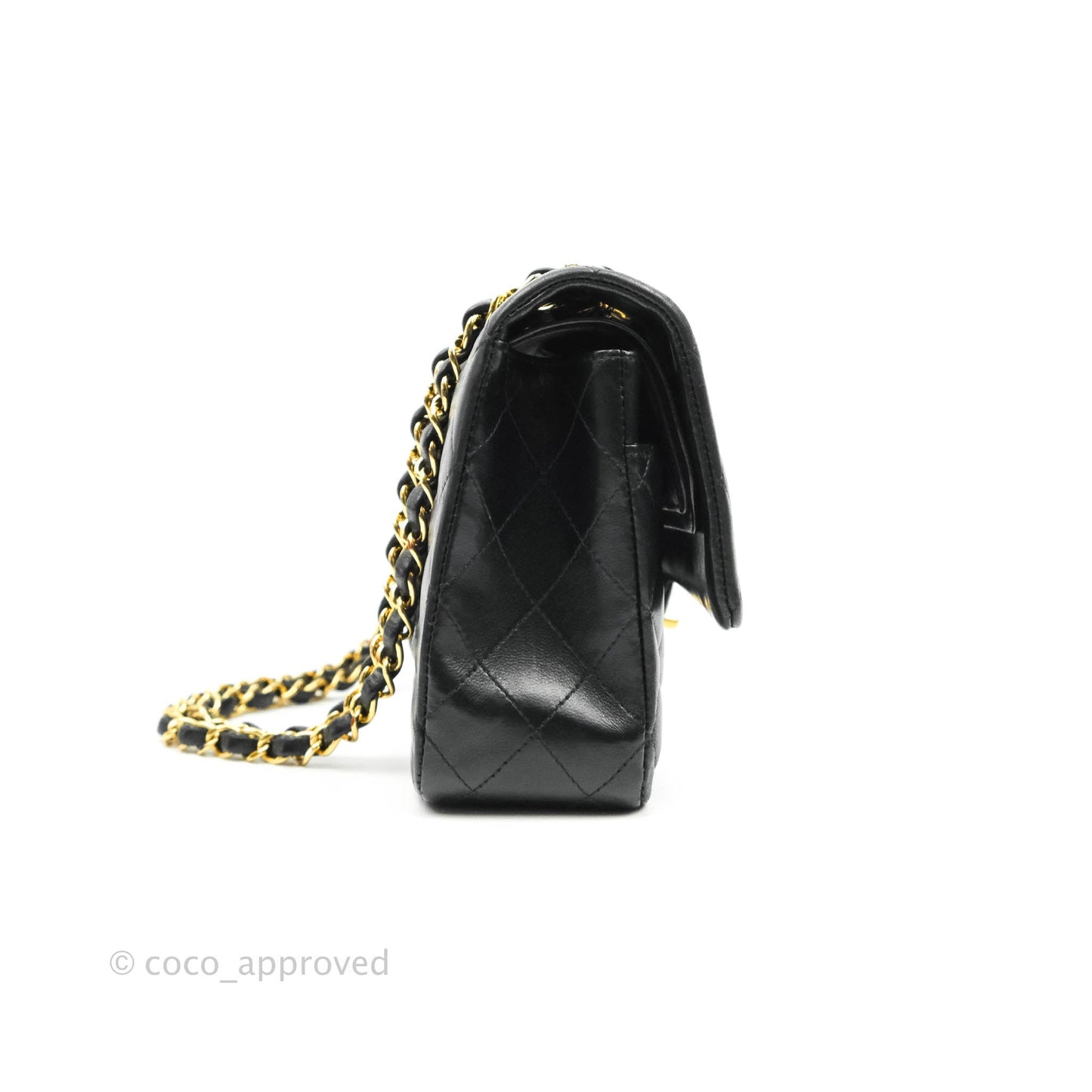 Chanel Classic M/L Medium Double Flap Black Lambskin Gold Hardware