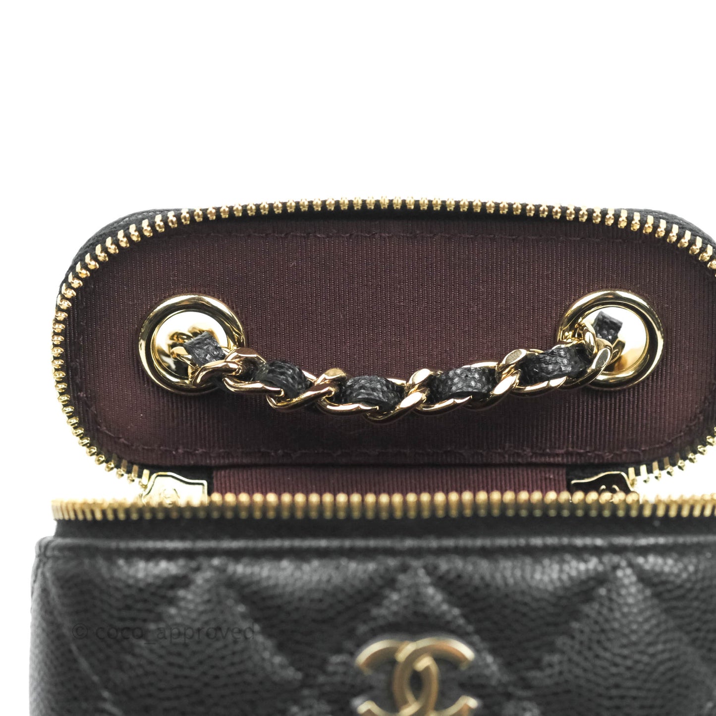Chanel Classic Mini Vanity With Chain Black Caviar Gold Hardware