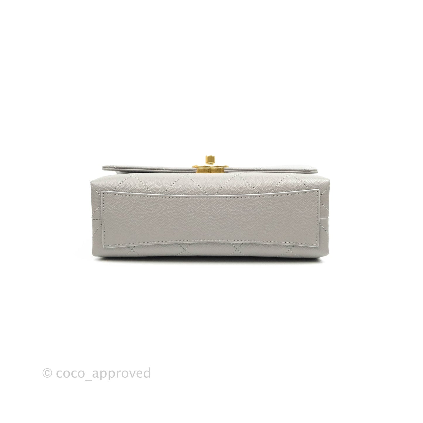 Chanel Flat Quilted Mini Flap Bag Grey Caviar Aged Gold Hardware 21B