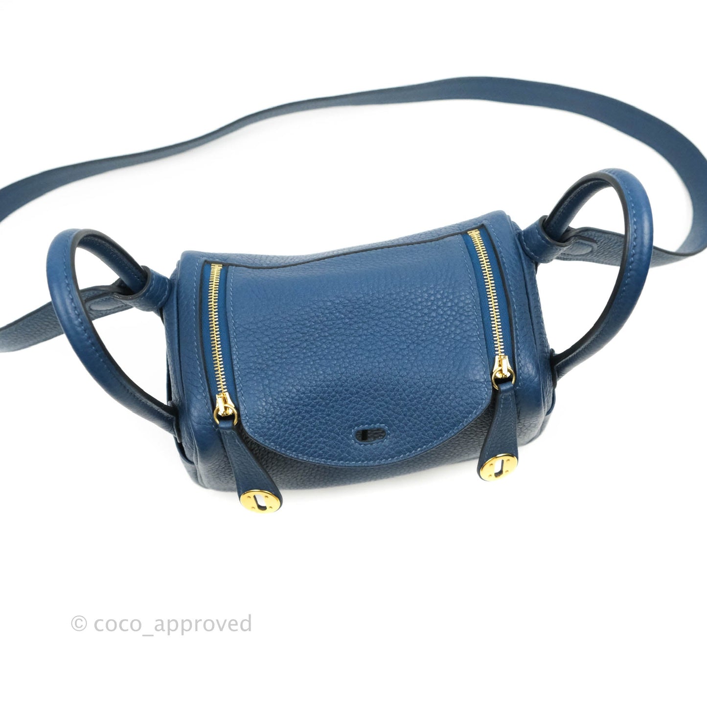 Hermès Mini Lindy 20 Deep Blue Clemence Gold Hardware