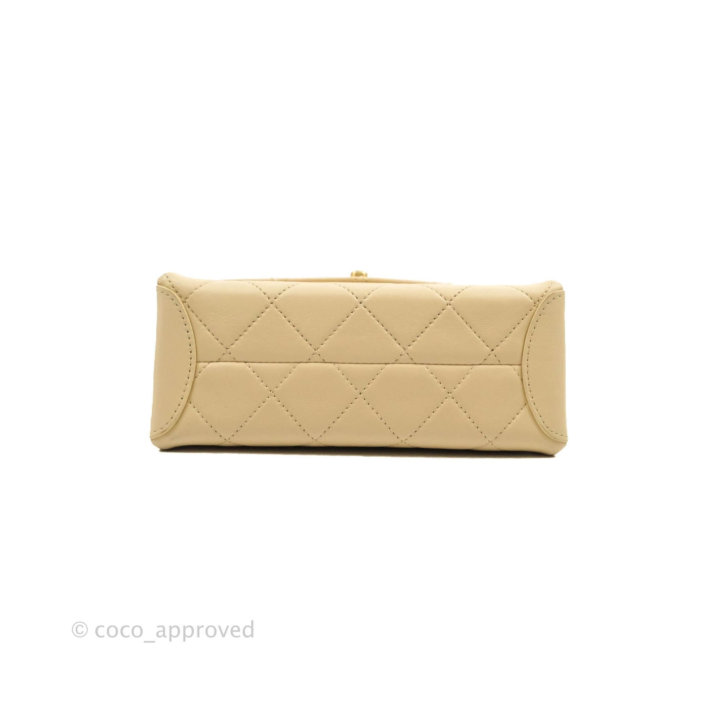 Chanel Top Handle Flap Bag Light Beige Lambskin Aged Gold Hardware