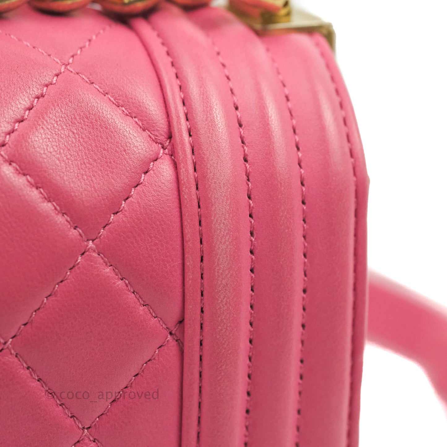 Chanel Quilted Medium Boy Bag Pink Lambskin Aged Gold Hardware